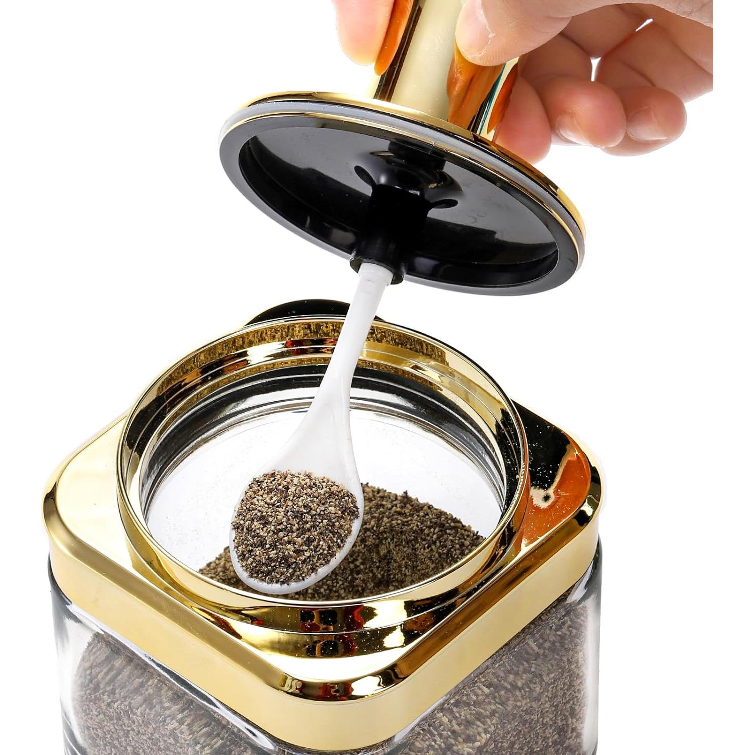 Juego de 2 tarros de condimentos Mezchi dorados 340 ml