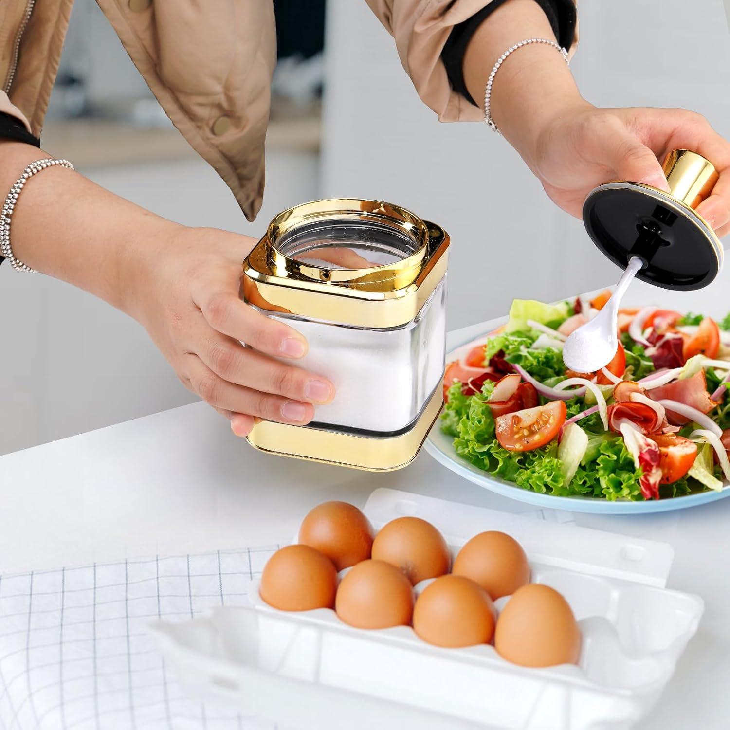 Juego de 2 tarros de condimentos Mezchi dorados 340 ml