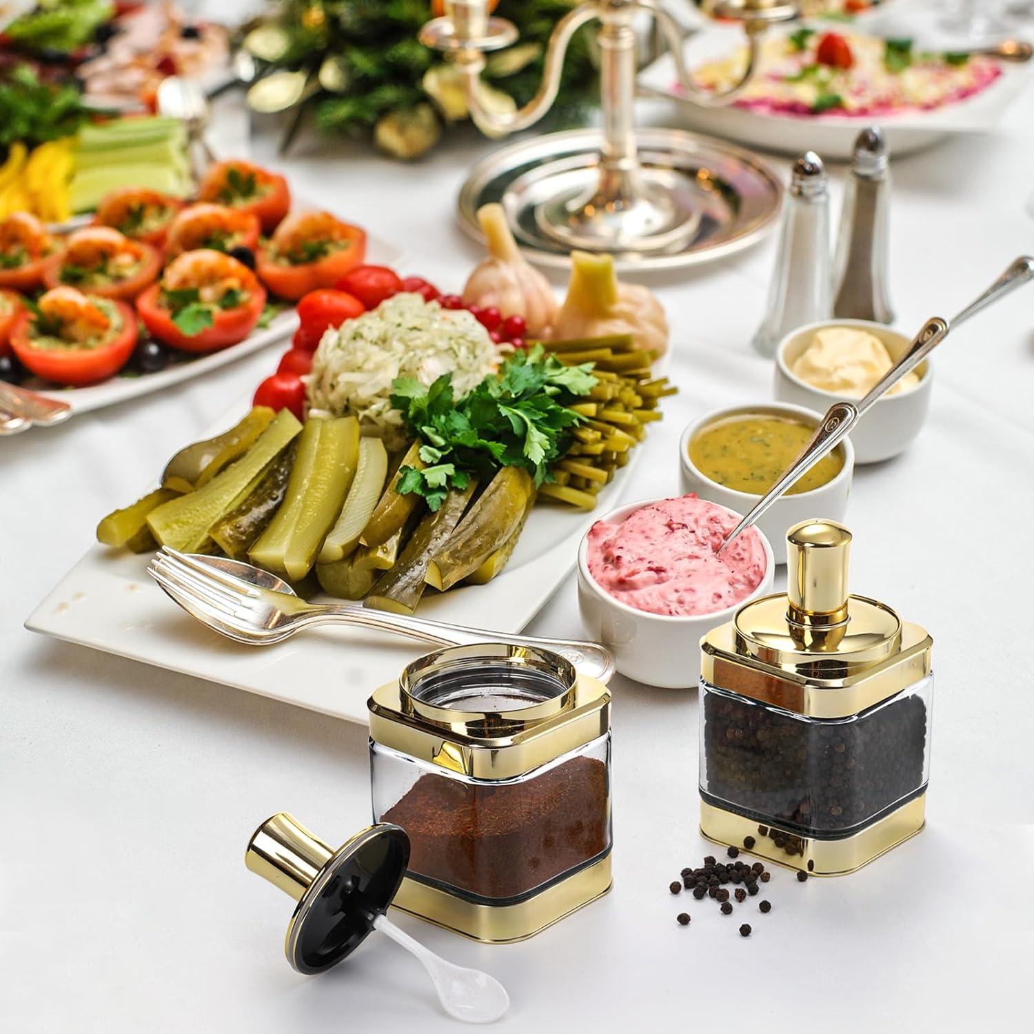 Juego de 2 tarros de condimentos Mezchi dorados 340 ml