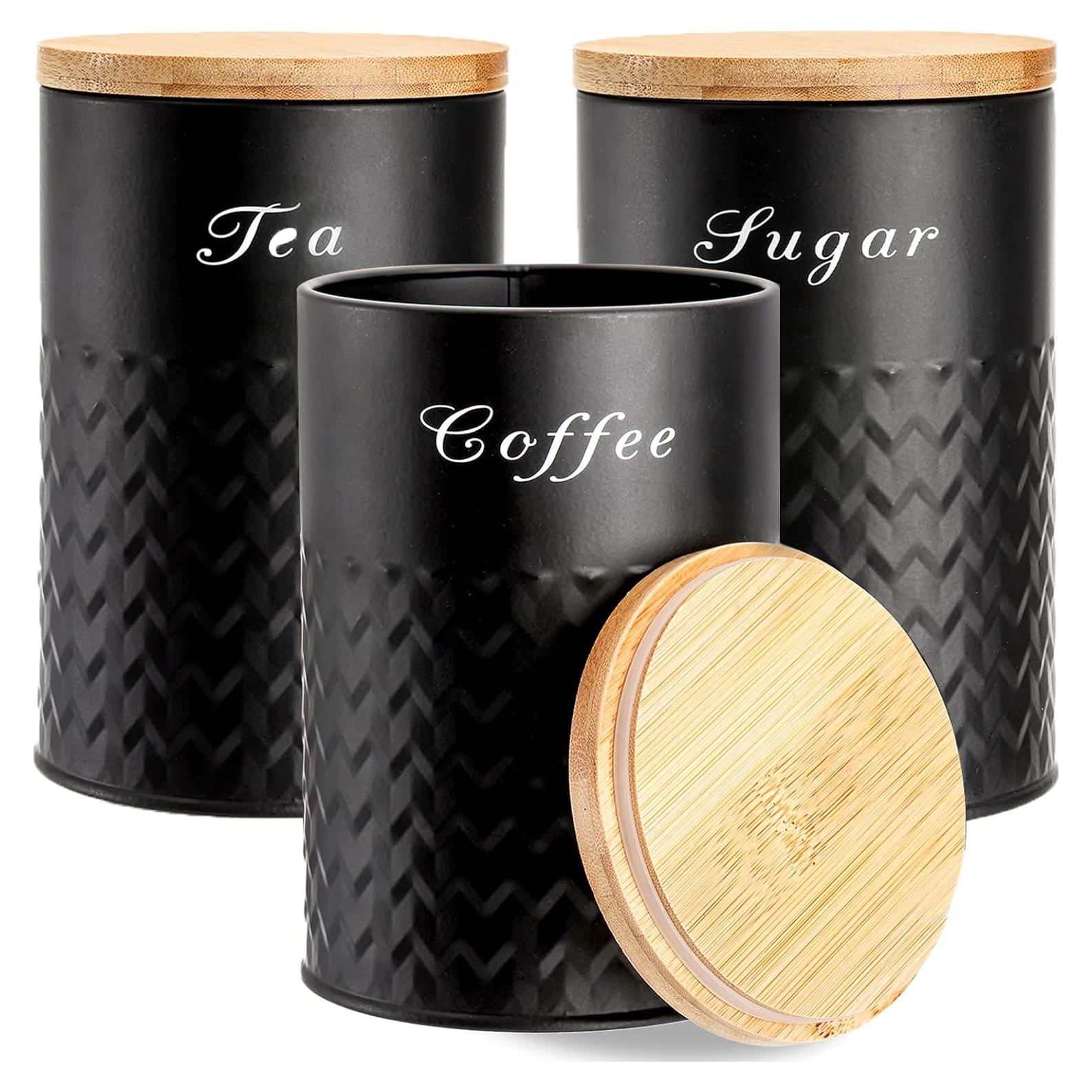 Juego de 3 Tarros de Cocina Herméticos Bekith - Metal Negro