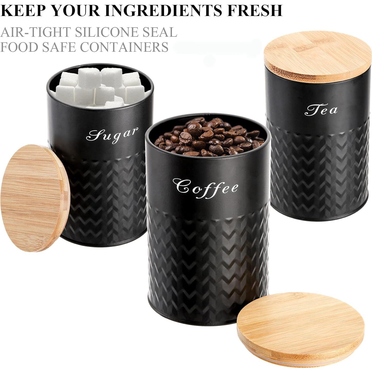 Juego de 3 Tarros de Cocina Herméticos Bekith - Metal Negro