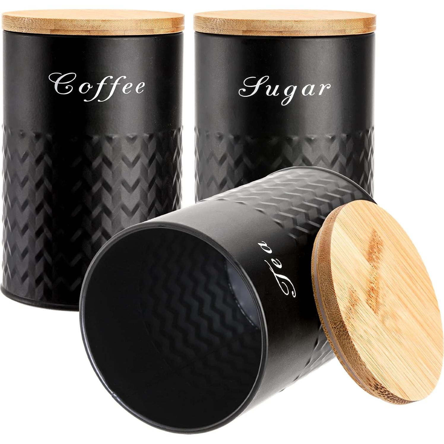 Juego de 3 Tarros de Cocina Herméticos Bekith - Metal Negro