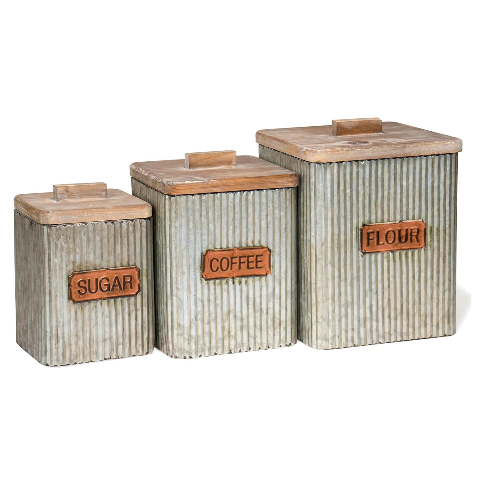 Juego de 3 Tarros de Almacenamiento Red Co. Metal Vintage