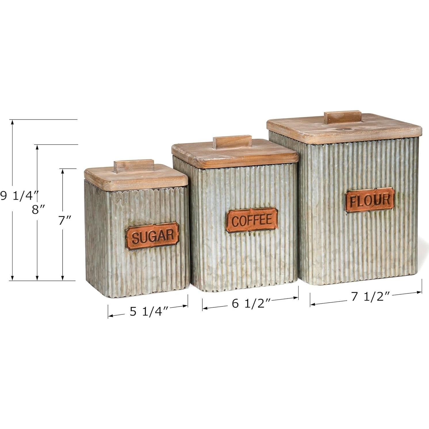 Juego de 3 Tarros de Almacenamiento Red Co. Metal Vintage