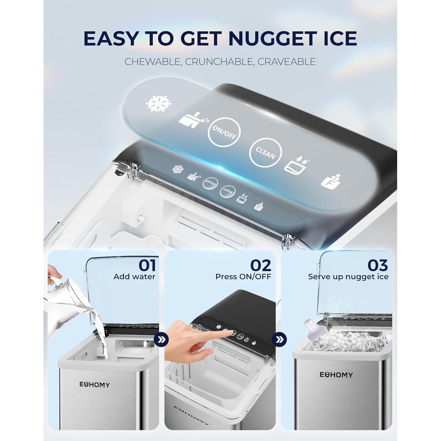 Fabricante de Hielo en Nuggets EUHOMY IM026-N 18.14kg/día