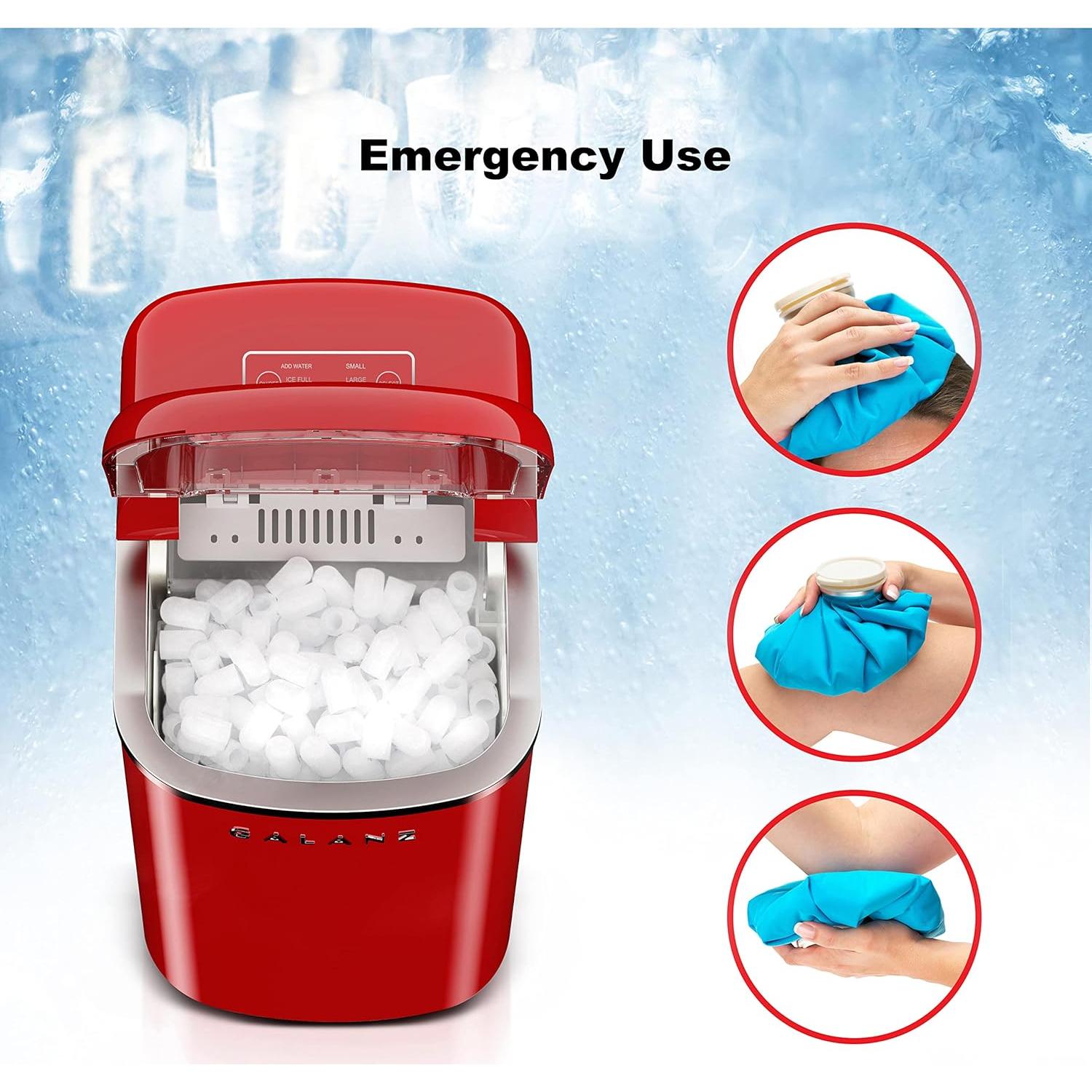 Máquina de Hielo Eléctrica Galanz 11.79 kg 2 Tamaños Rojo