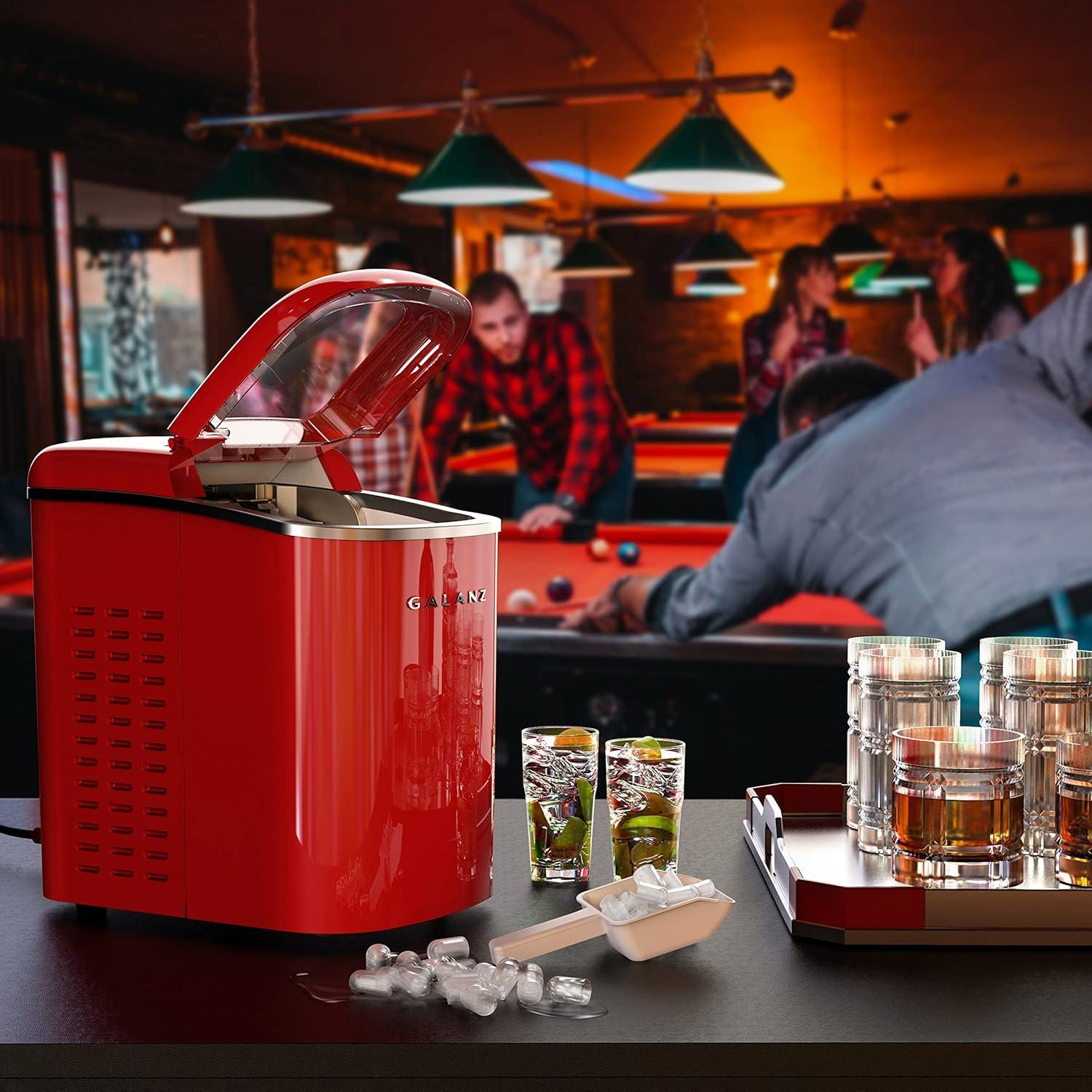 Máquina de Hielo Eléctrica Galanz 11.79 kg 2 Tamaños Rojo