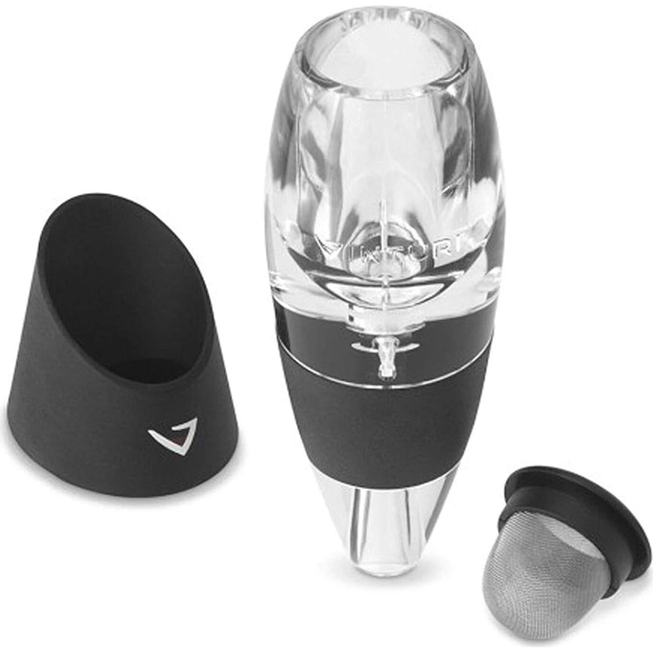 Aereador de Vino Tinto Vinturi Negro con Base y Tecnología Patentada