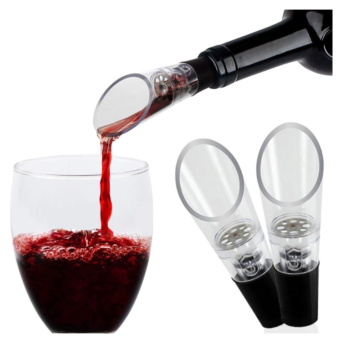 Aerador y Vertedor de Vino TenTen Labs - Paquete de 2 - Negro