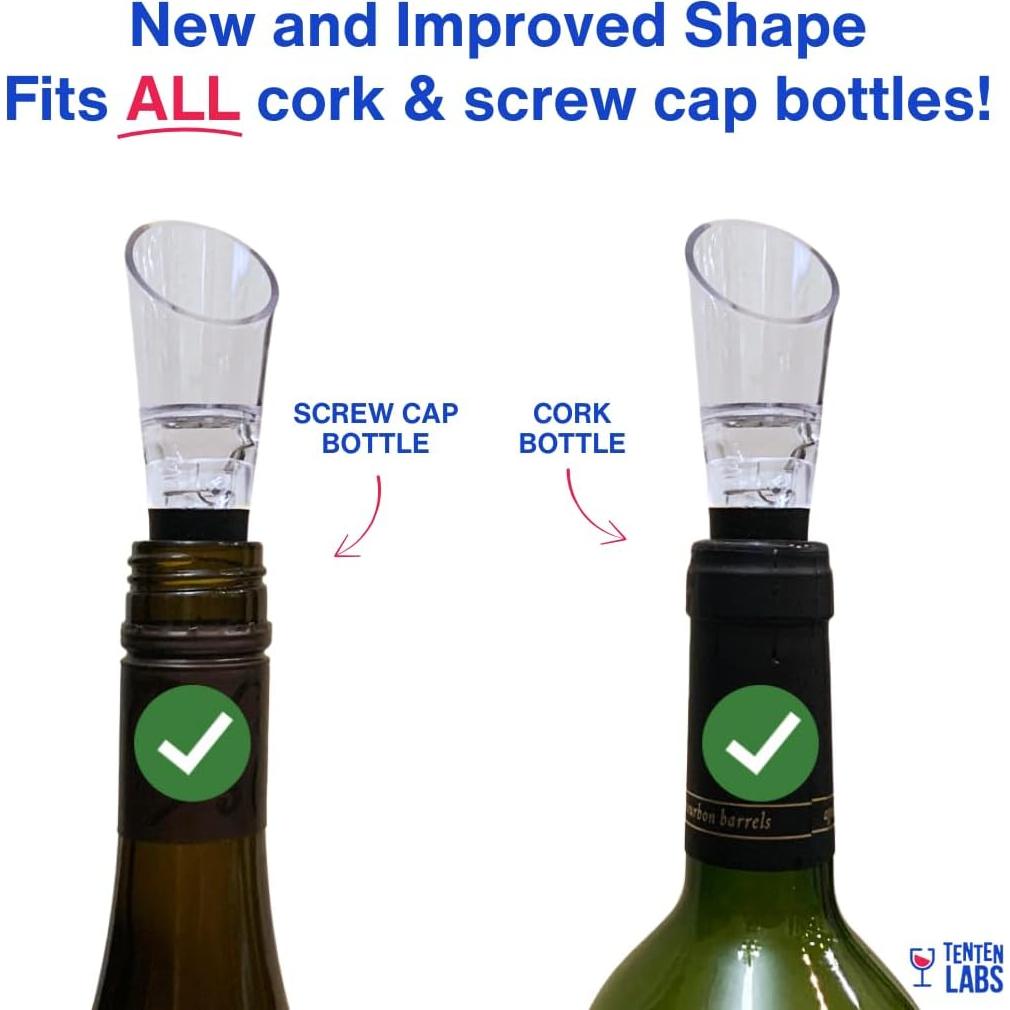 Aerador y Vertedor de Vino TenTen Labs - Paquete de 2 - Negro