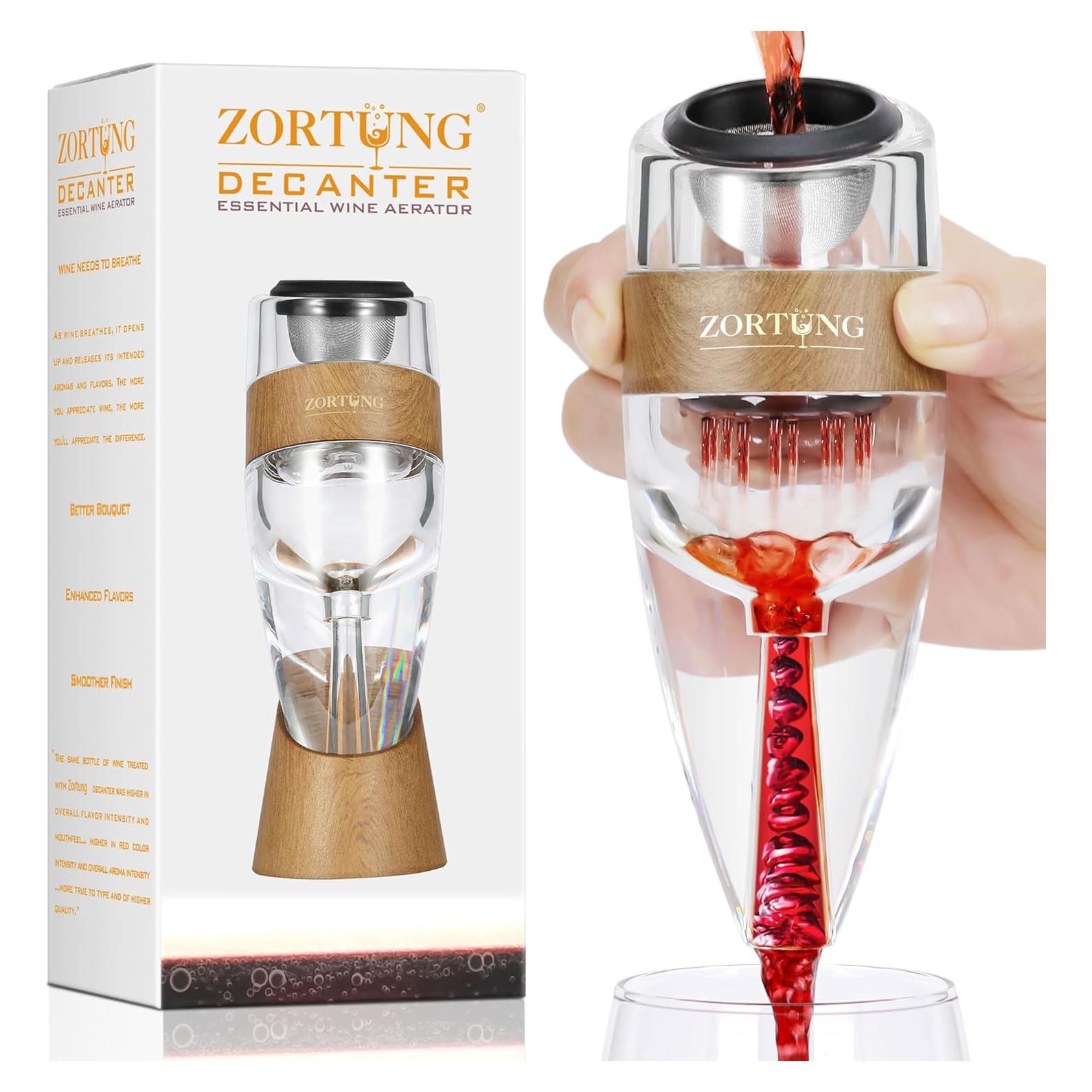 Aireador de Vino ZORTUNG con Filtro y Bolsa de Viaje 0.25kg