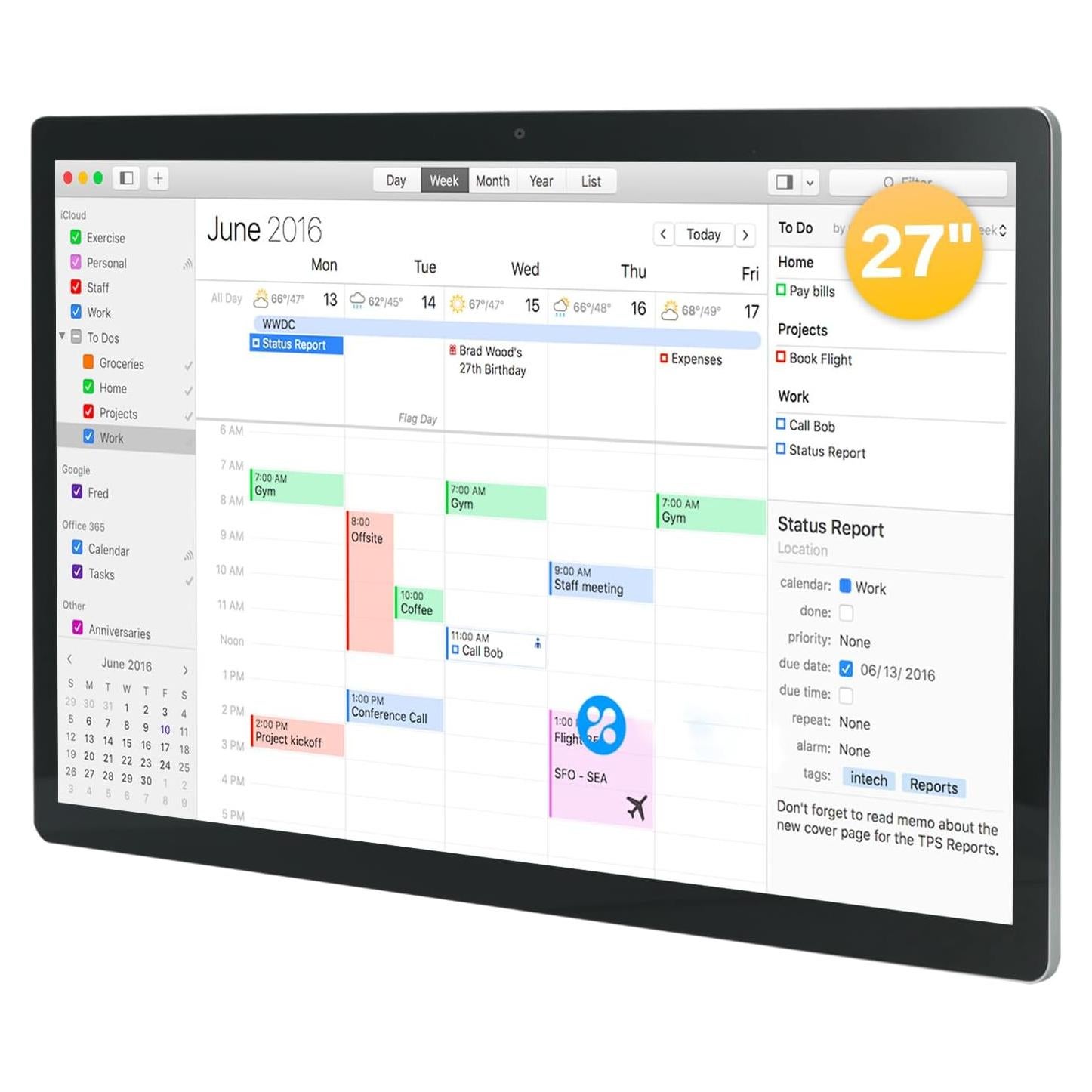 Calendario Digital TouchWo 27" Pantalla Táctil Inteligente