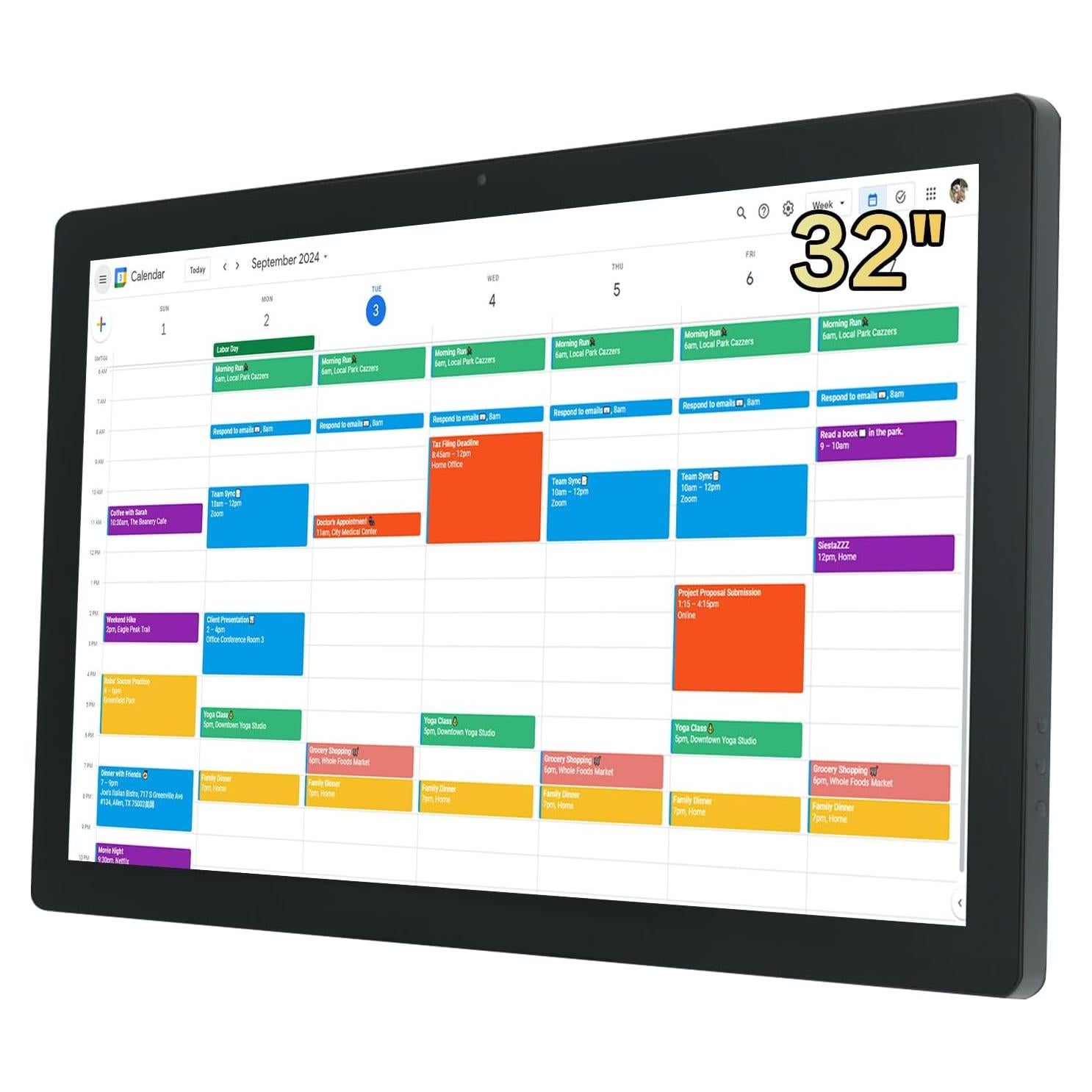 Calendario Digital WOGO 32" Táctil con Soporte y Altavoces