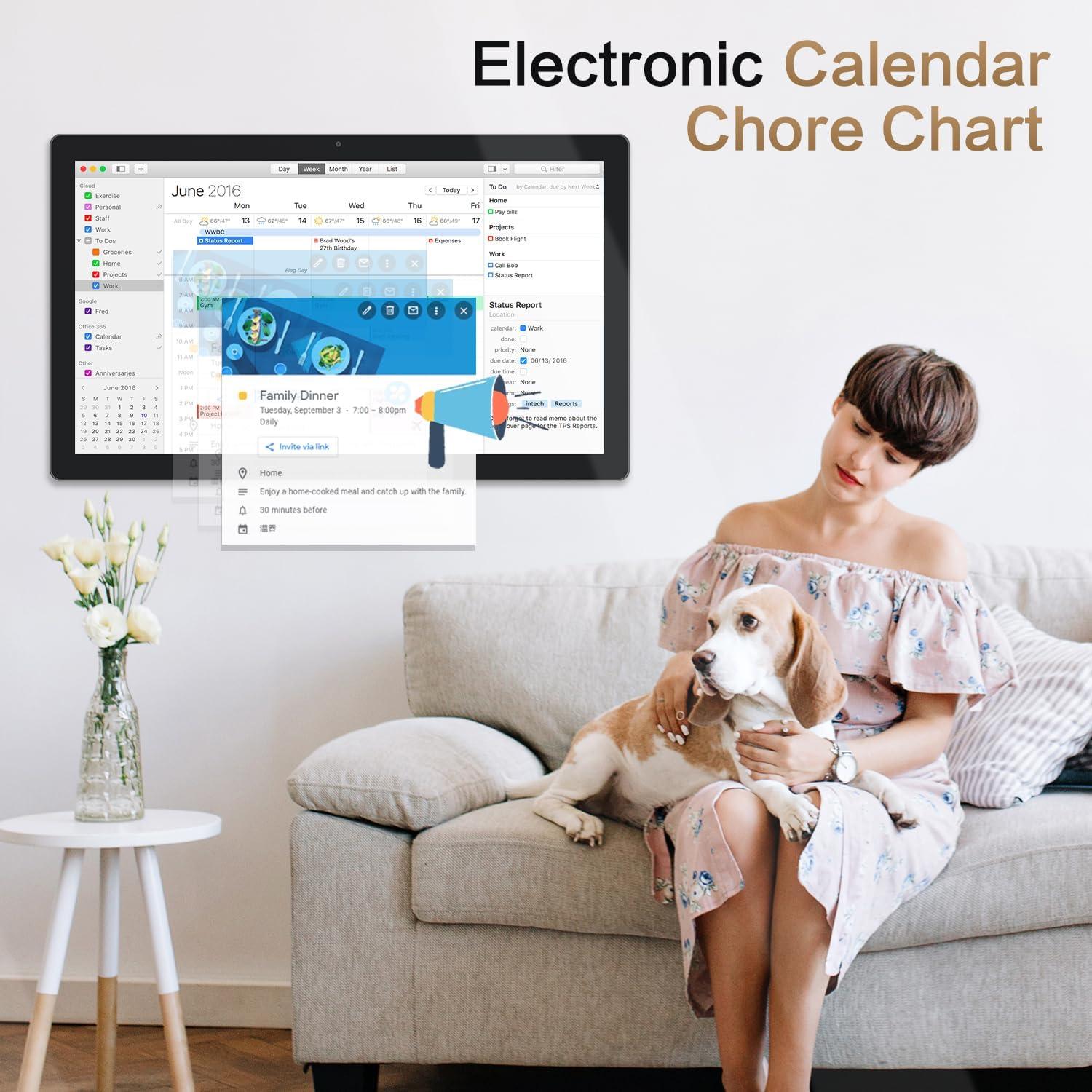 Calendario Digital WOGO 32" Táctil con Soporte y Altavoces