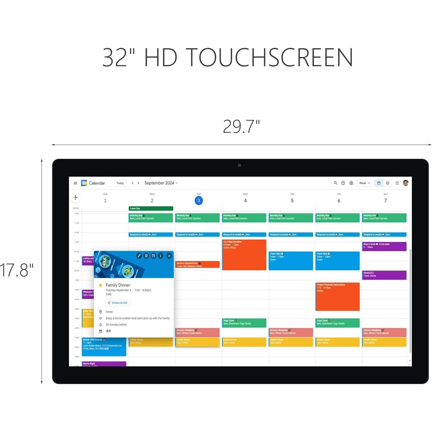 Calendario Digital WOGO 32" Táctil con Soporte y Altavoces