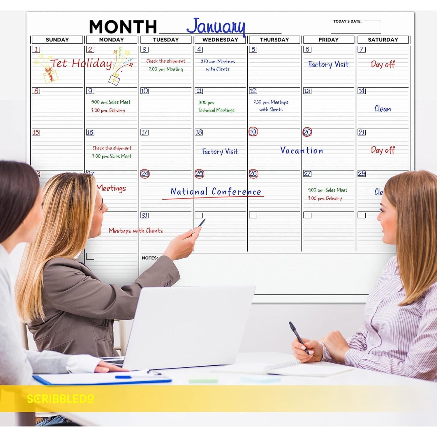 Calendario de Pared Grande 121.9x91.4cm Scribbledo 2024