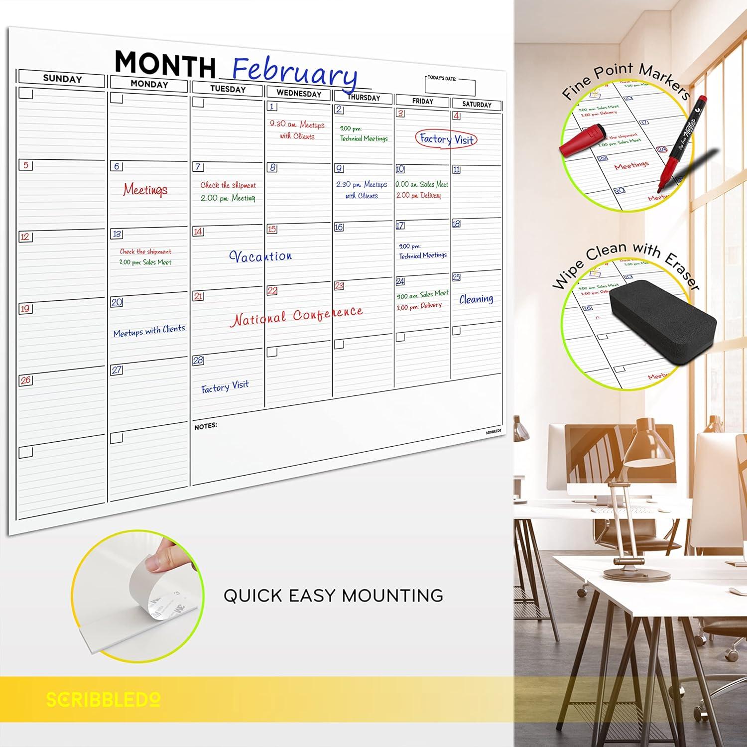 Calendario de Pared Grande 121.9x91.4cm Scribbledo 2024