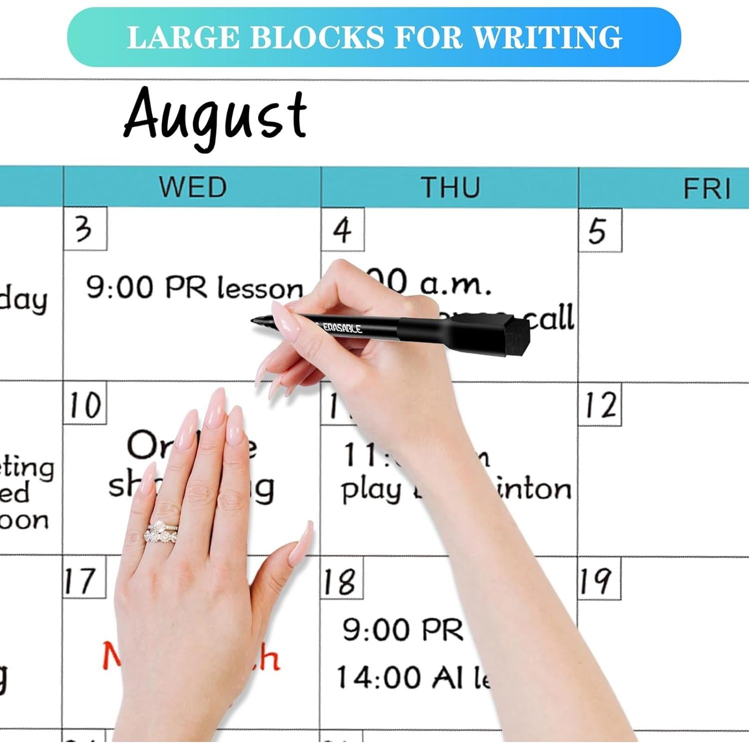 Calendario Borrable Jumbo Gannyfer 96.5x147.3 cm Sin Arrugas