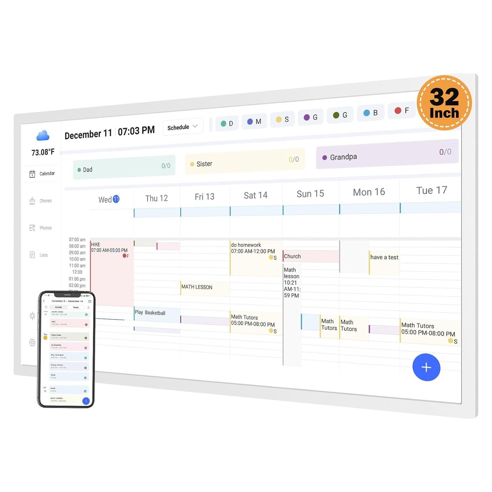 Calendario Digital Inteligente FULLJA 32" Táctil Montado en Pared