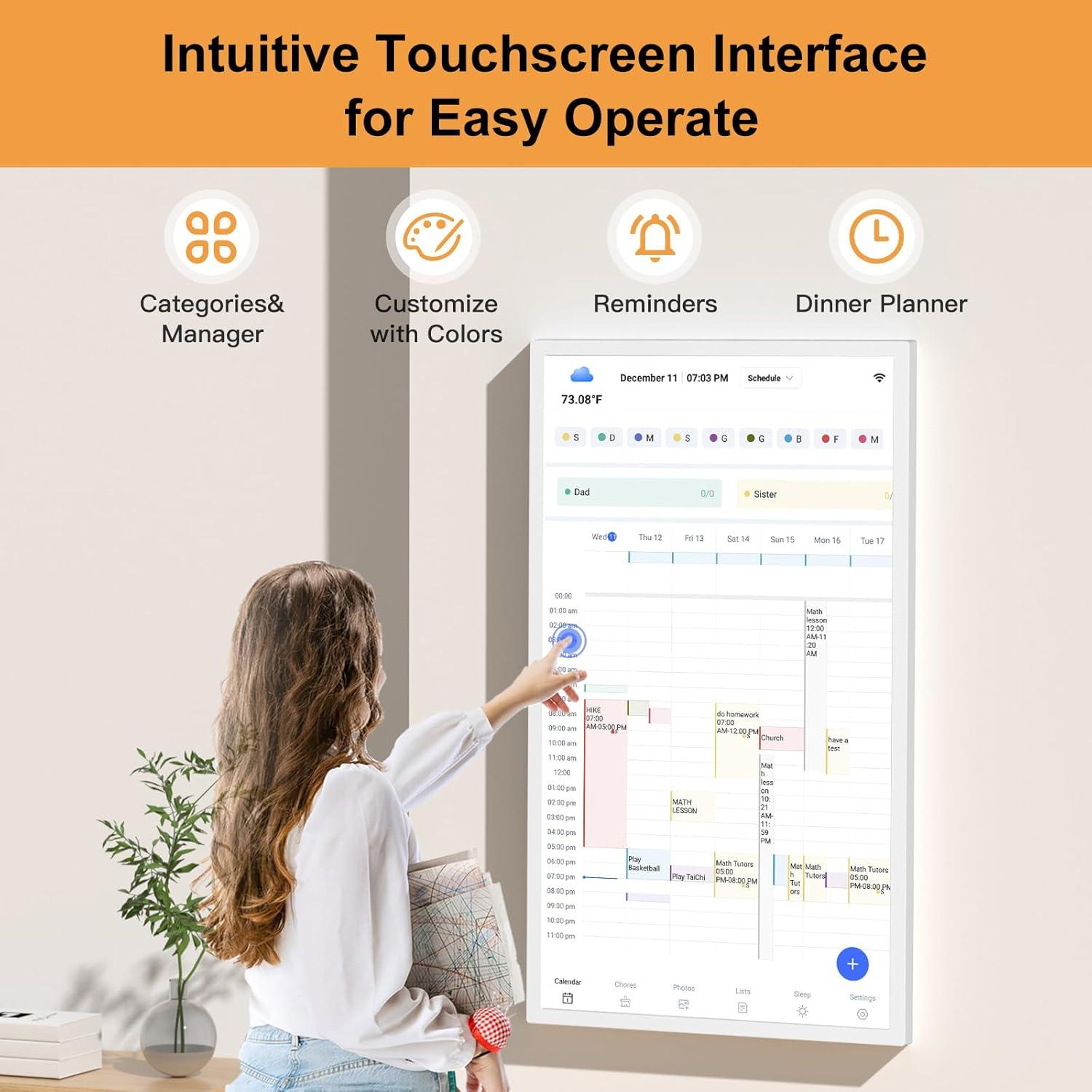 Calendario Digital Inteligente FULLJA 32" Táctil Montado en Pared