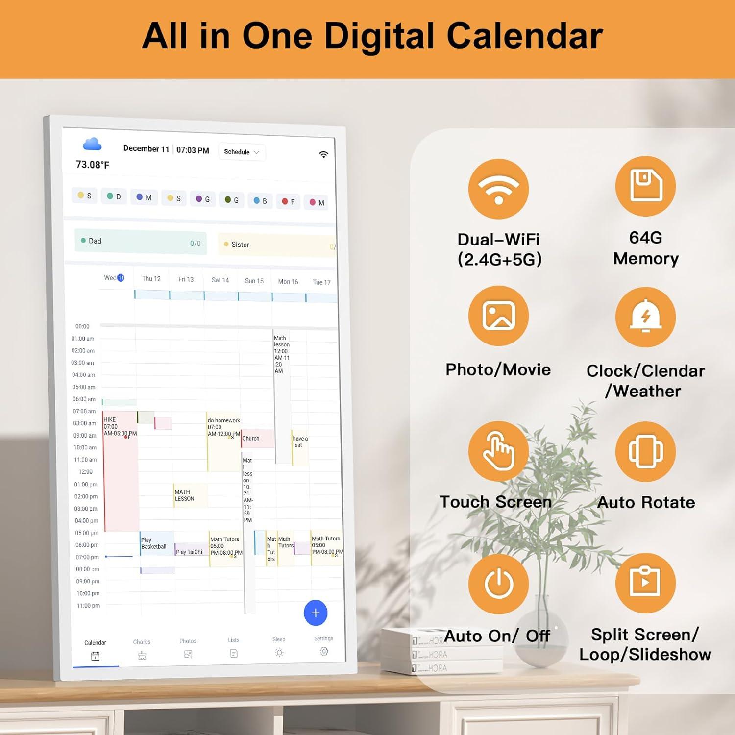 Calendario Digital Inteligente FULLJA 32" Táctil Montado en Pared