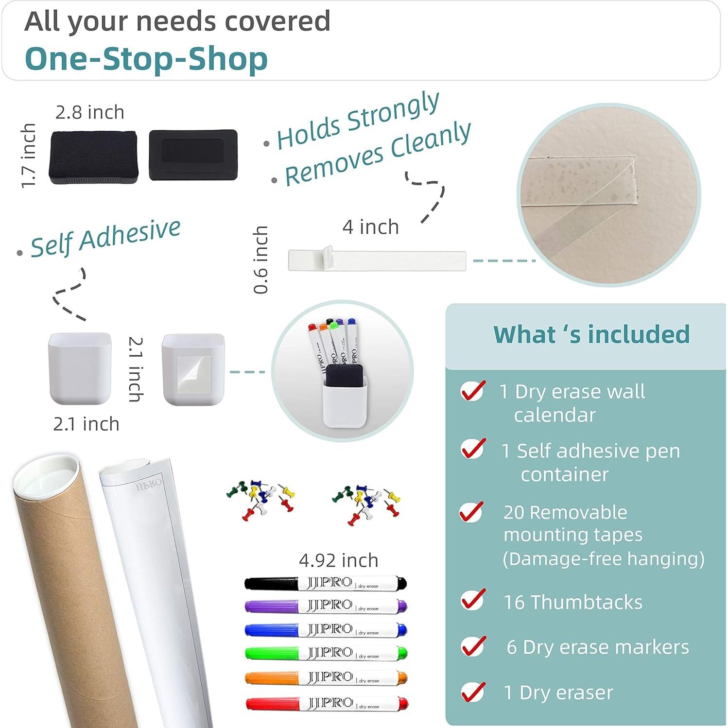 Calendario Anual de Pared Reutilizable JJPRO 182.88x96.52cm