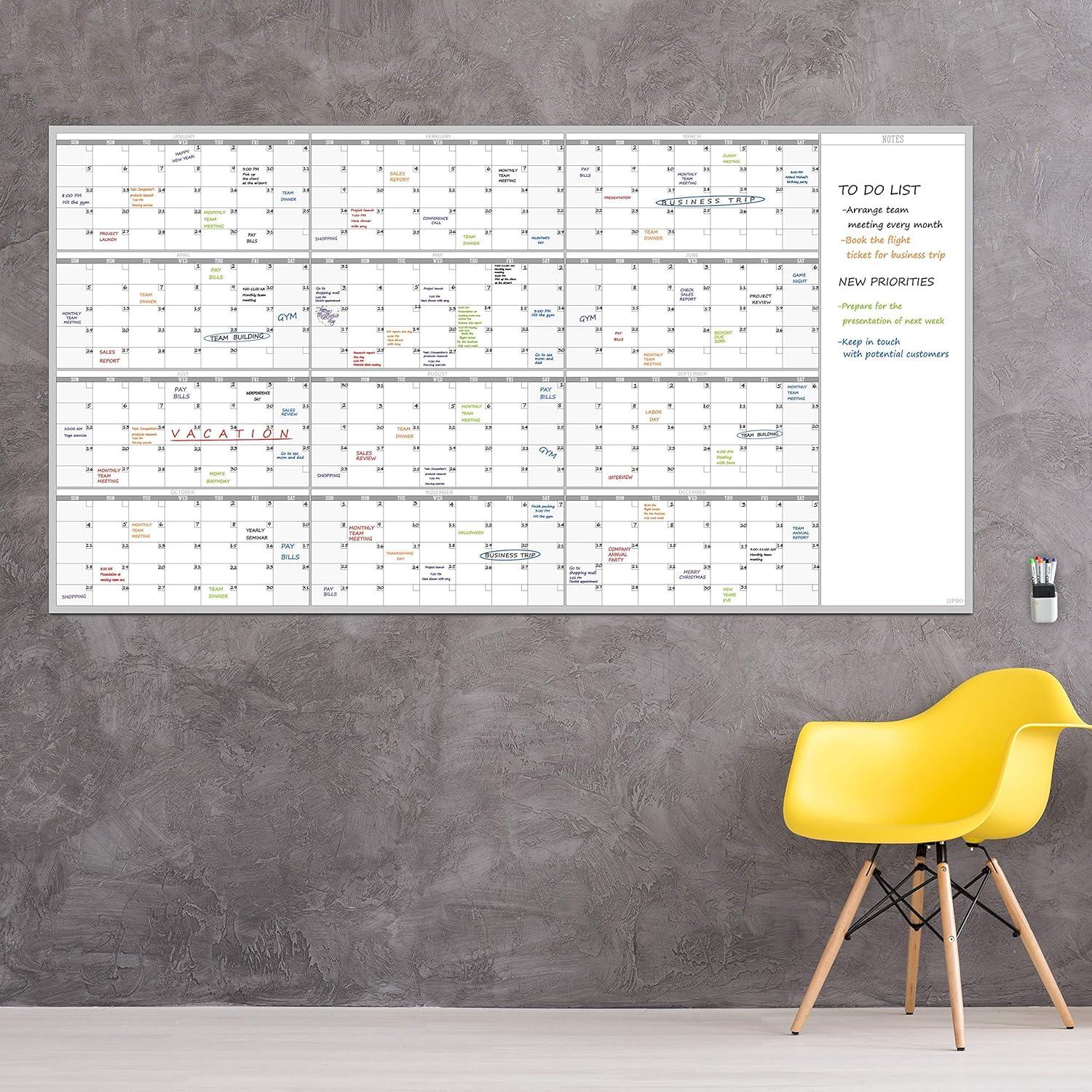 Calendario Anual de Pared Reutilizable JJPRO 182.88x96.52cm