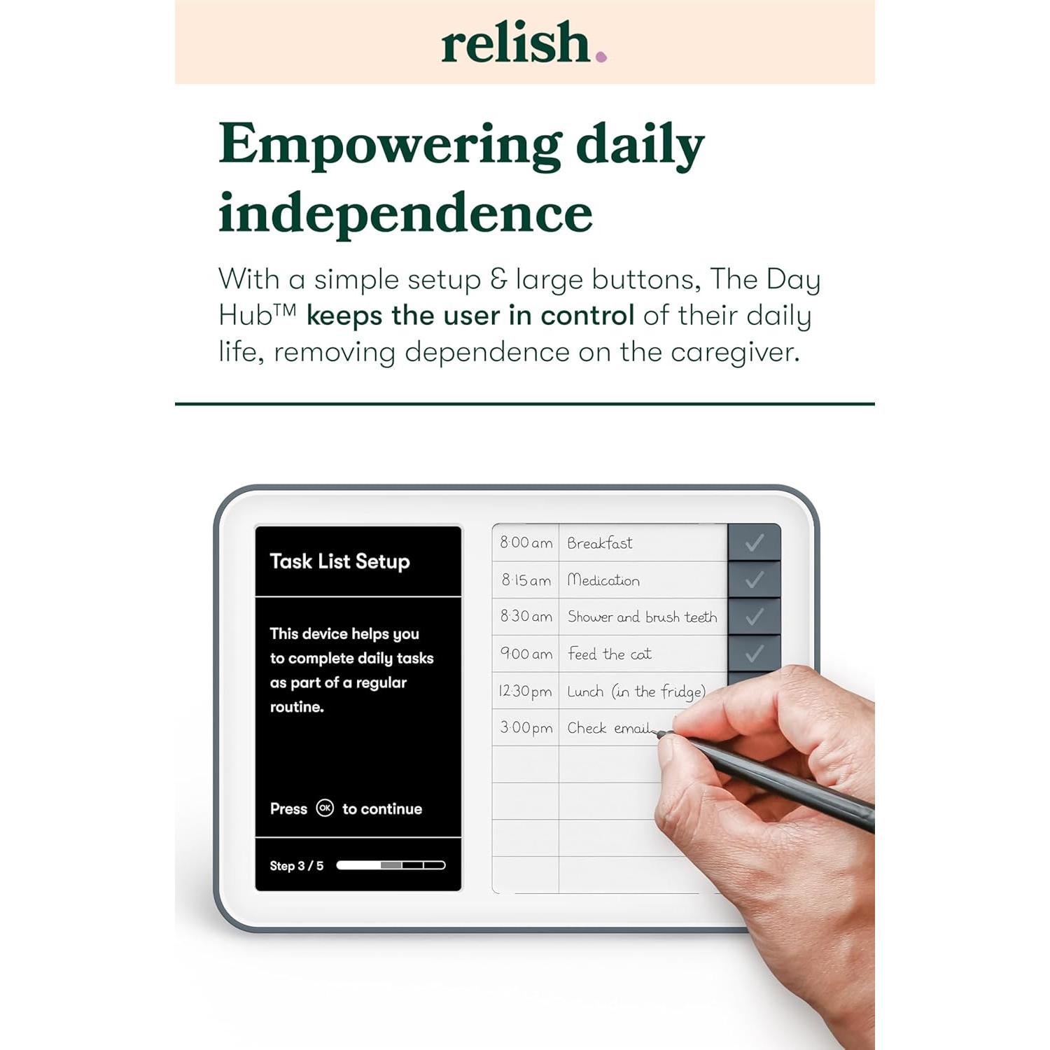 Reloj Digital Relish Day Hub para Personas Mayores - Pantalla Grande