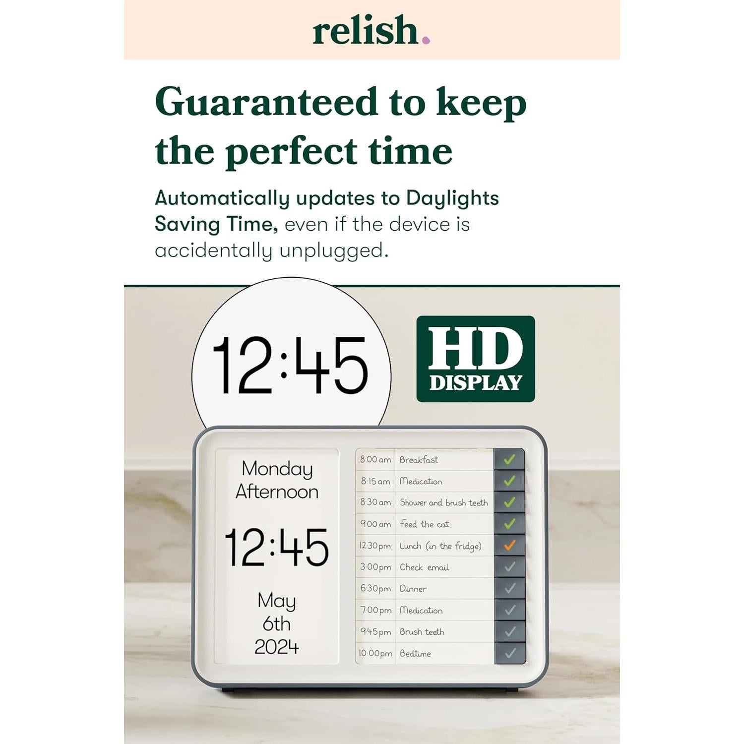Reloj Digital Relish Day Hub para Personas Mayores - Pantalla Grande