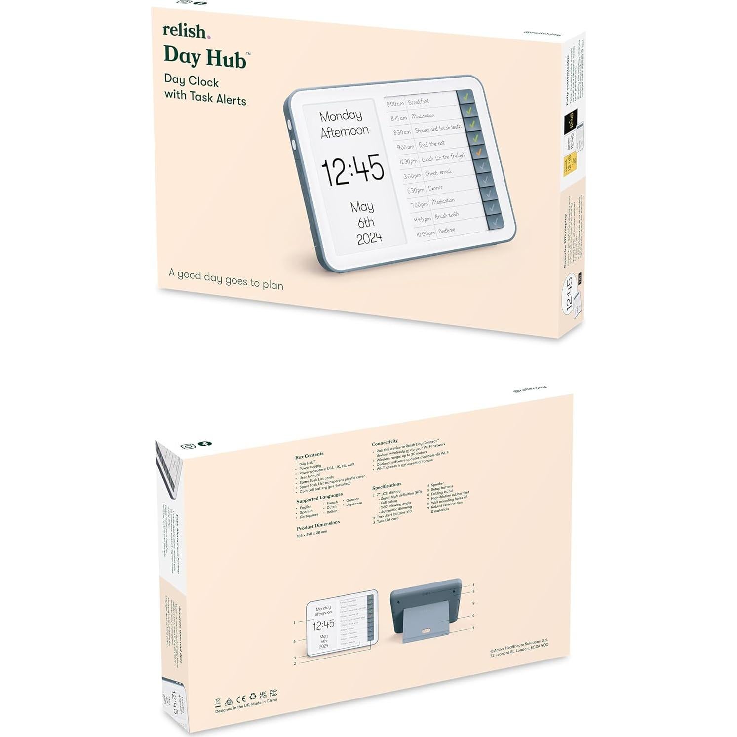 Reloj Digital Relish Day Hub para Personas Mayores - Pantalla Grande