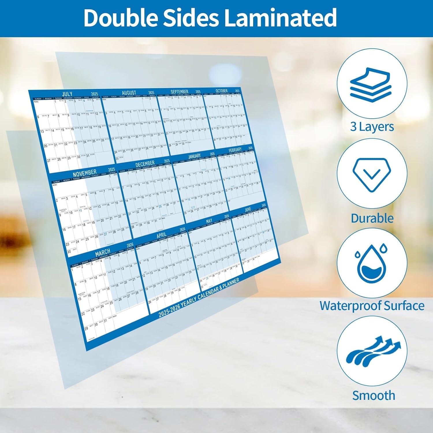 Calendario de Pared Borrable Kuraoyan 2025-2026 61x91 cm