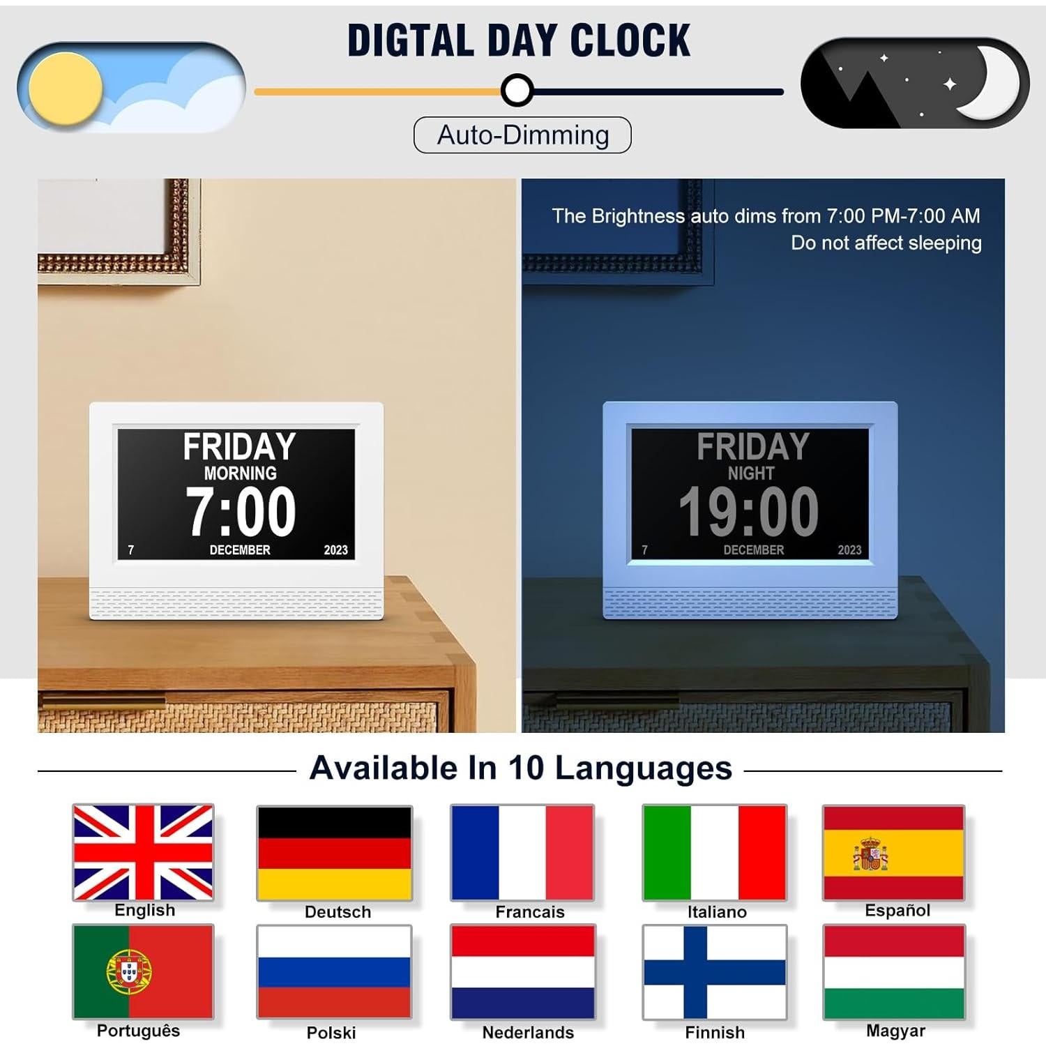 Reloj Despertador Digital SENXINGYAN 7" Pantalla Grande HD