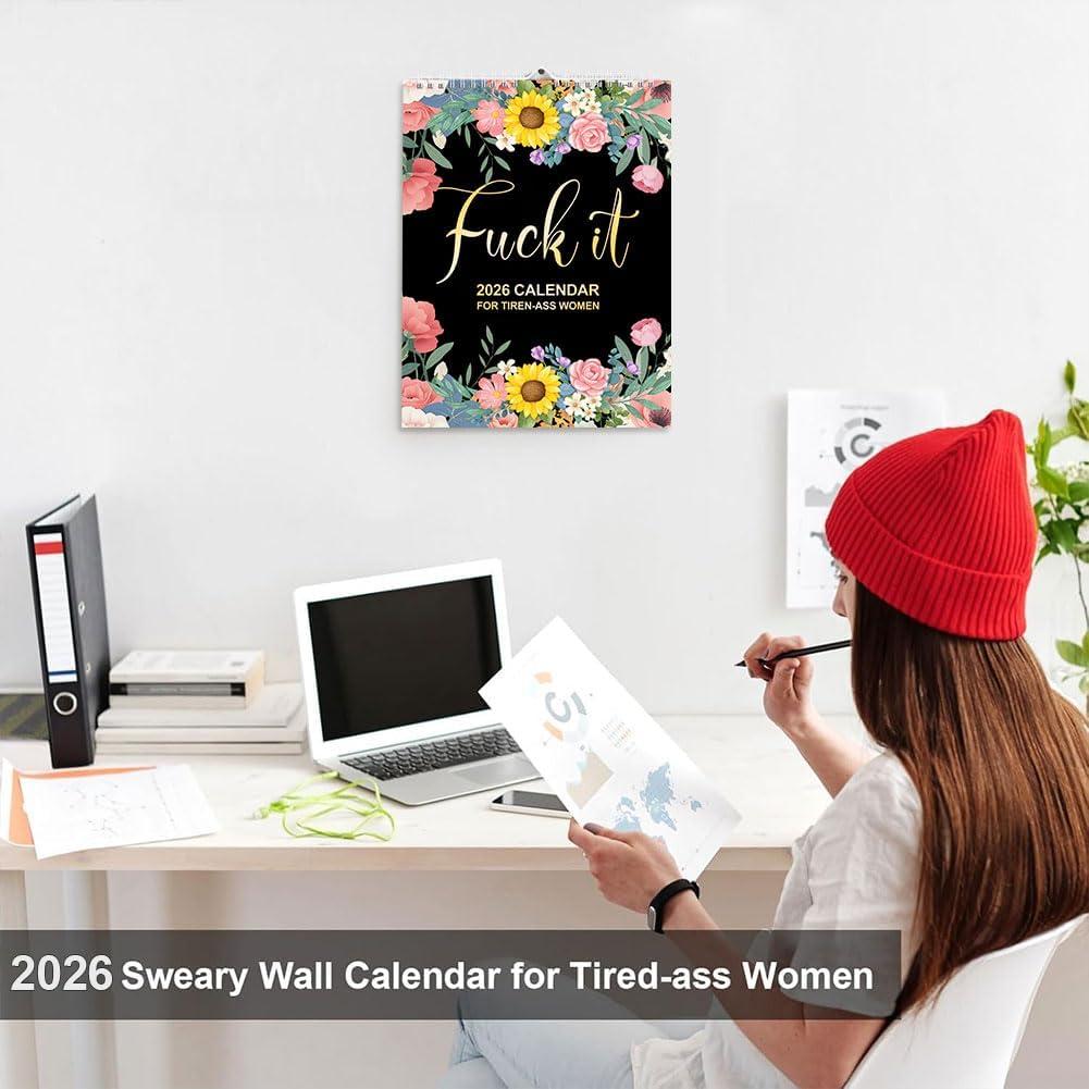 Here We Fucking Go Again 2026 Calender, Funny Calendar 2026, Calendar Planner, Match Your Witty Personality, Novelty Planning Wall Calendar Note Pads for Home Office (A-1pc)