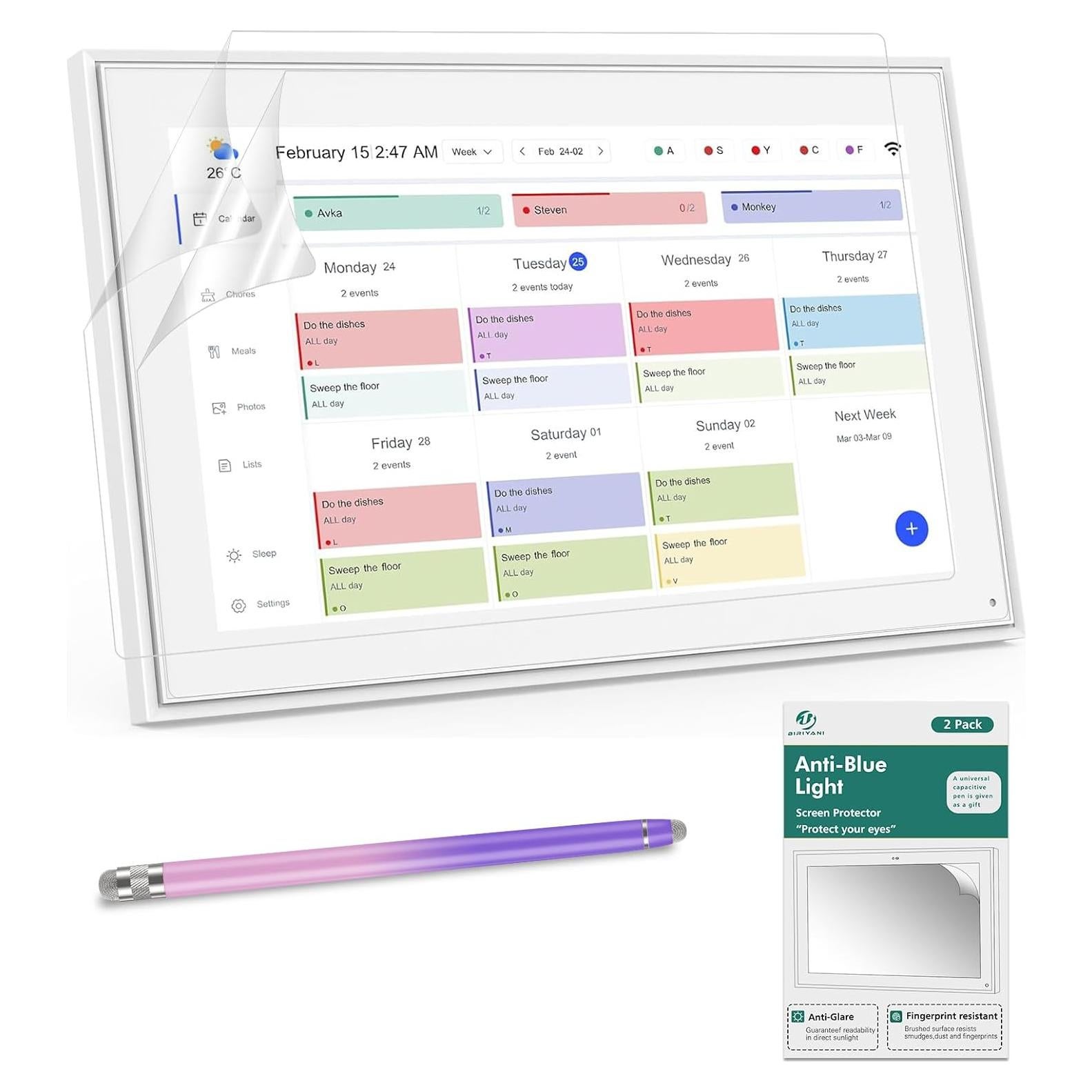 Protector de Pantalla BIRIYANI Antirreflejo para Calendario Skylight 15"