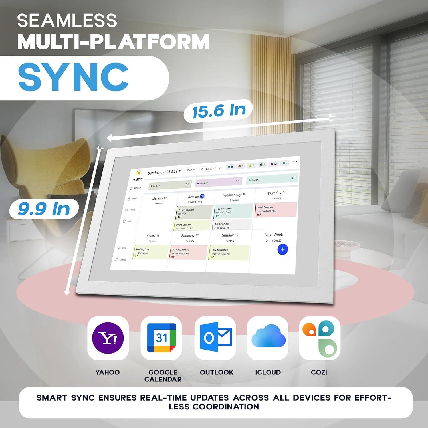 Calendario Digital 15.6" AYUDA DIARIA con Wi-Fi y Pantalla Táctil HD