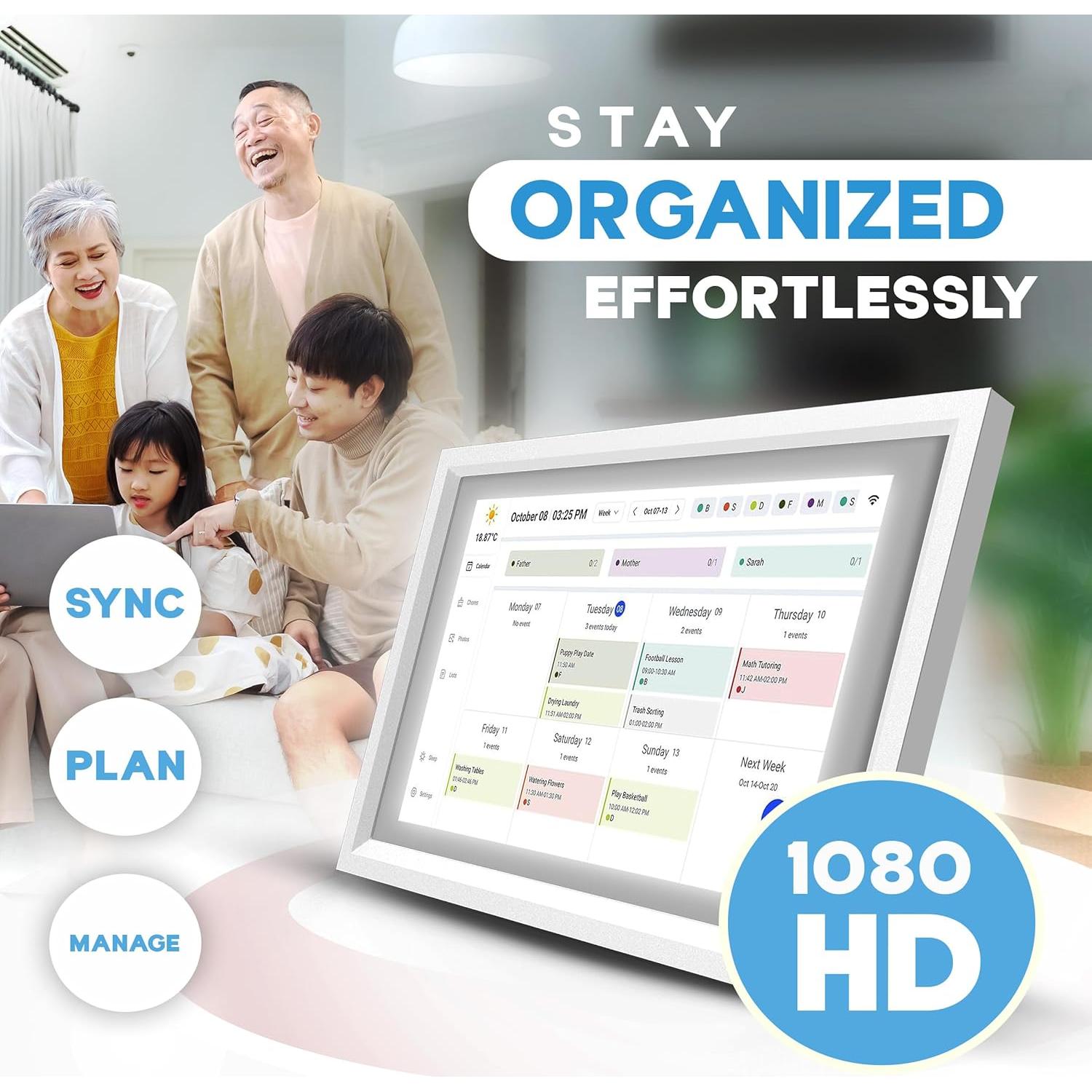 Calendario Digital 15.6" AYUDA DIARIA con Wi-Fi y Pantalla Táctil HD