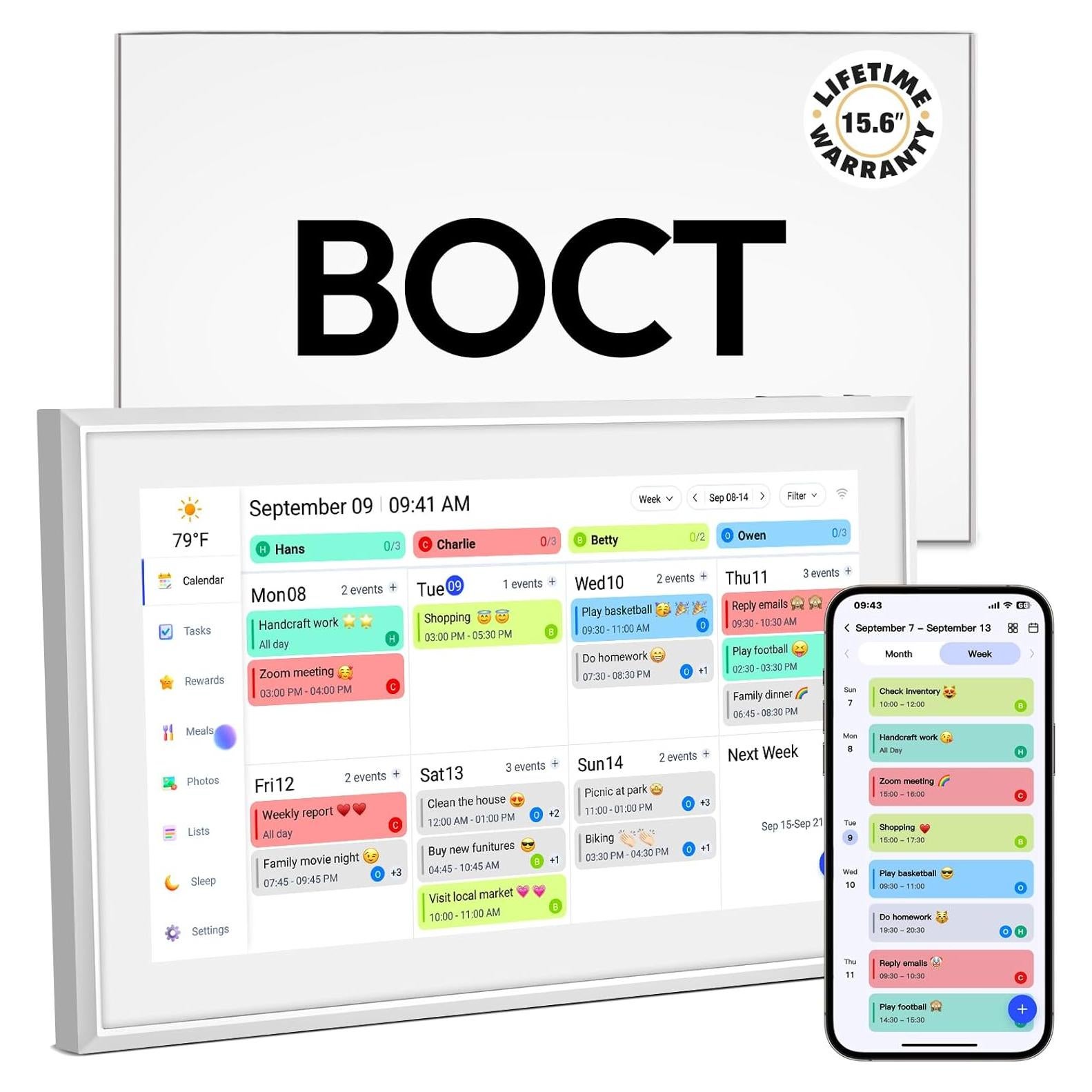 Calendario Digital de Pared BOCT 39.6 cm - Pantalla Táctil 32GB