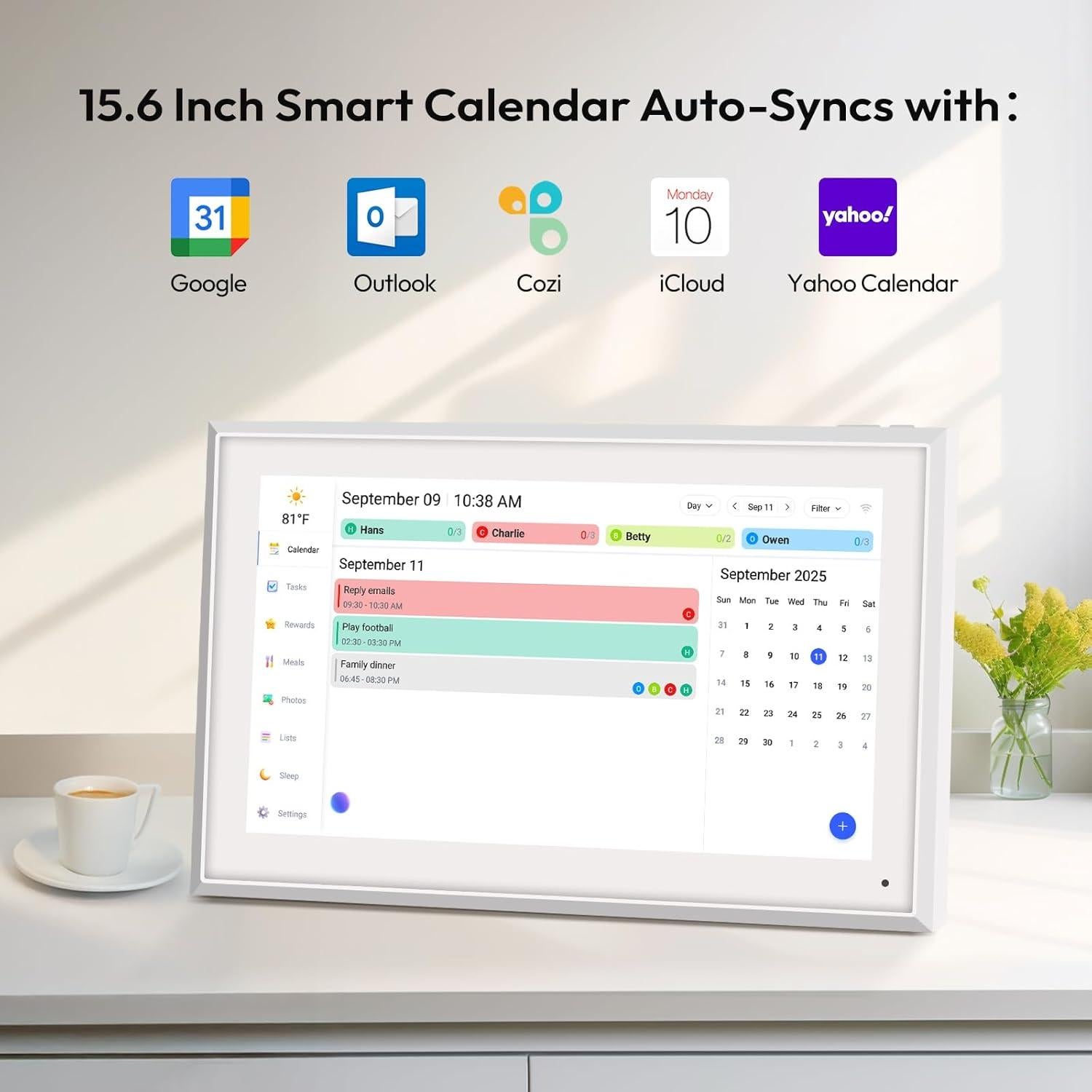 Calendario Digital de Pared BOCT 39.6 cm - Pantalla Táctil 32GB