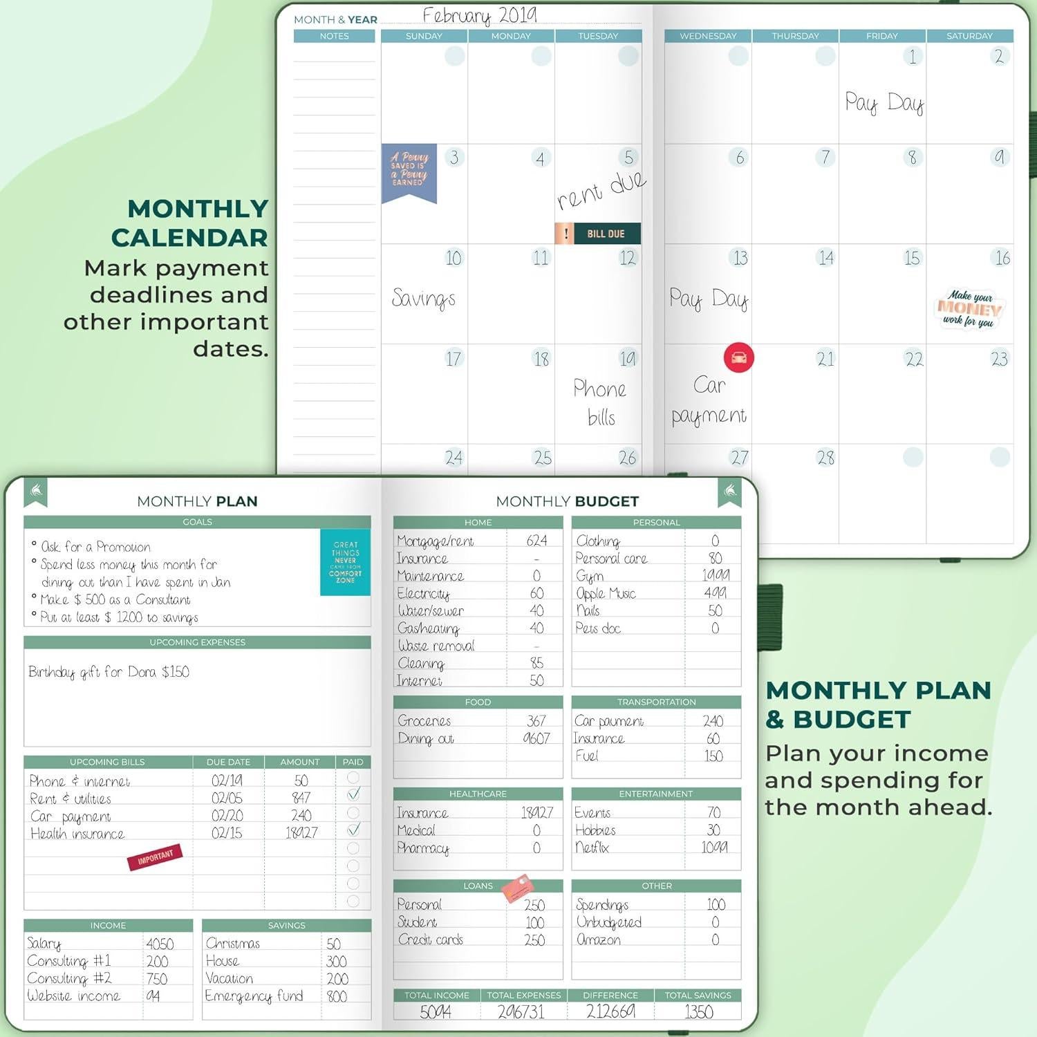 Planificador de Presupuesto Clever Fox 2.0 Verde Oscuro Compacto