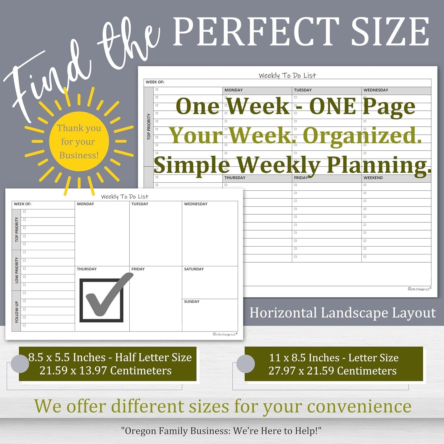 Bloc de Notas Semanal de Tareas Life Charge 60 Páginas 28x22cm