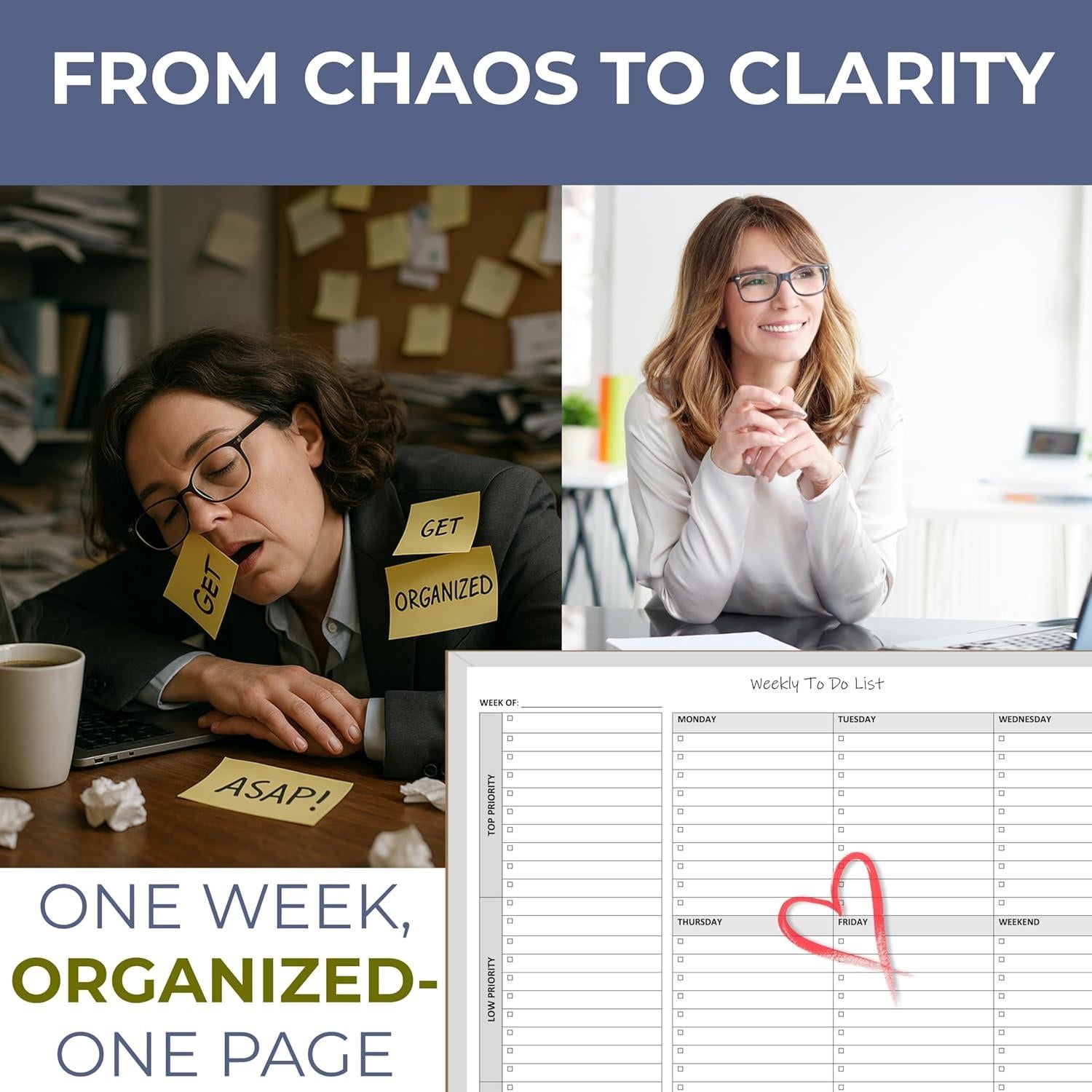 Bloc de Notas Semanal de Tareas Life Charge 60 Páginas 28x22cm