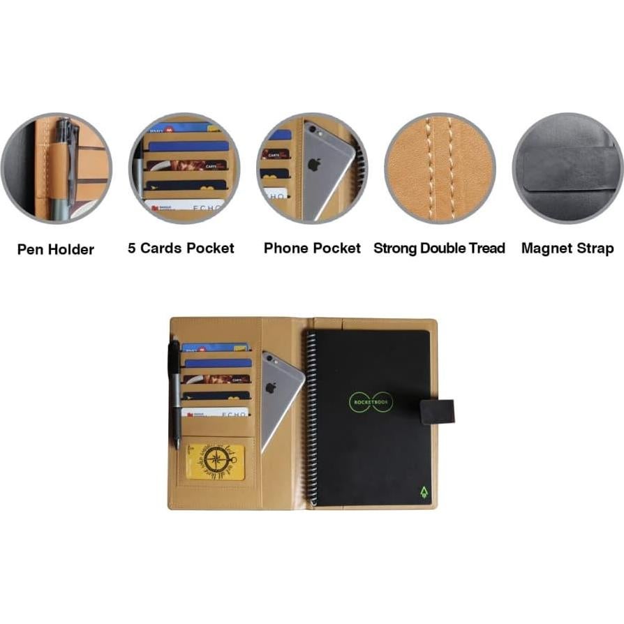 Cubierta de cuero PU Thegreen para Rocketbook Everlast A4/A5