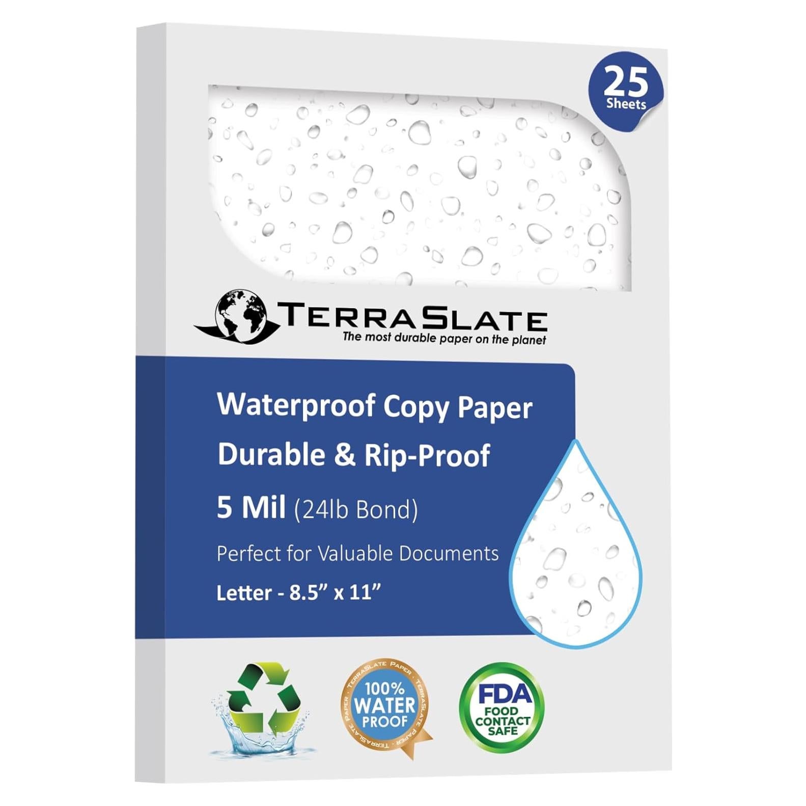 Papel Impermeable TerraSlate 21.6x27.9 cm 25 Hojas