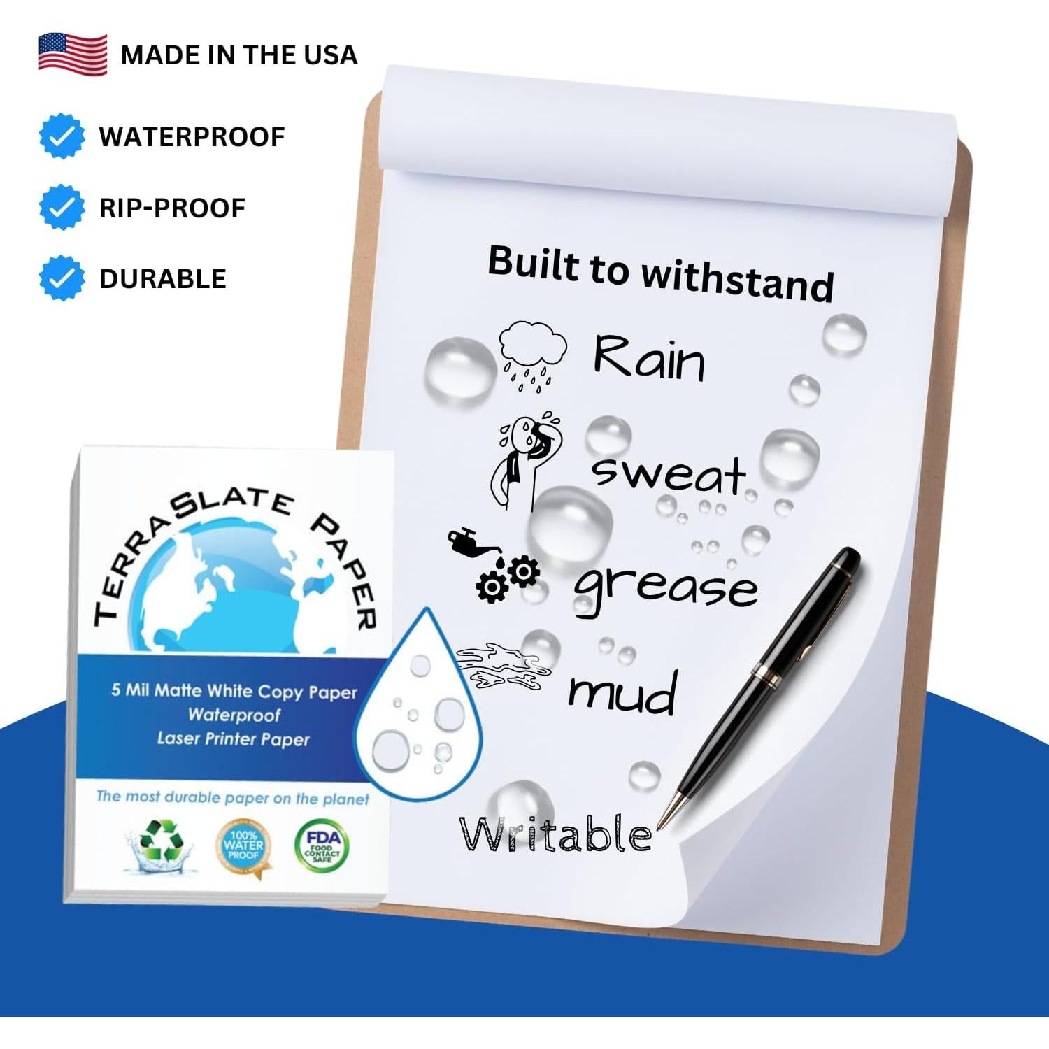 Papel Impermeable TerraSlate 21.6x27.9 cm 25 Hojas