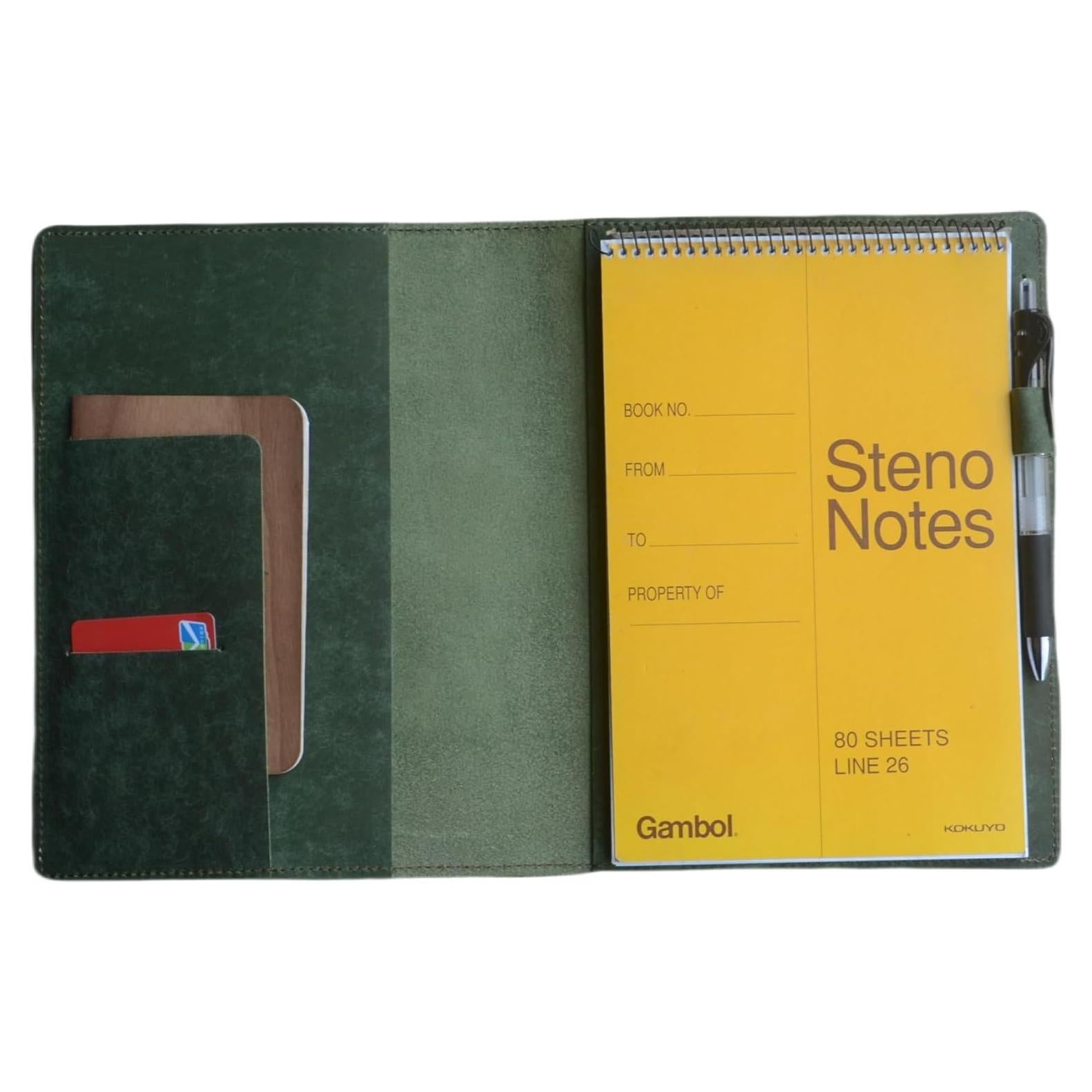 Cubierta de Cuero JJNUSA para Cuaderno A5 15.2x22.9 cm Verde