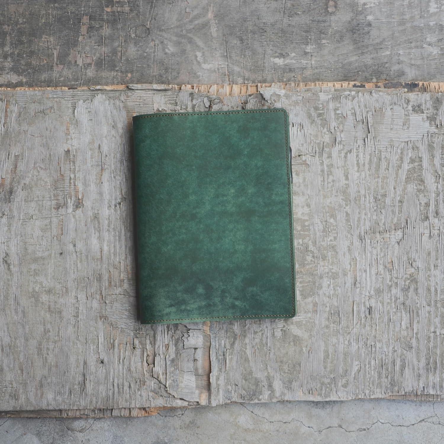 Cubierta de Cuero JJNUSA para Cuaderno A5 15.2x22.9 cm Verde