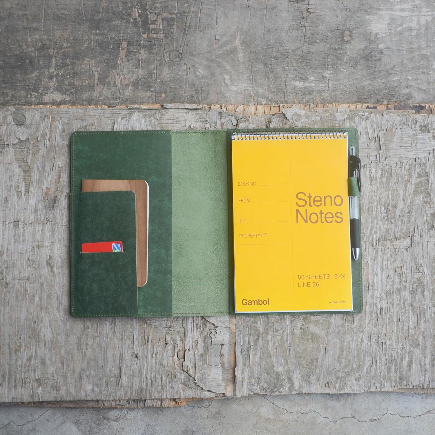 Cubierta de Cuero JJNUSA para Cuaderno A5 15.2x22.9 cm Verde