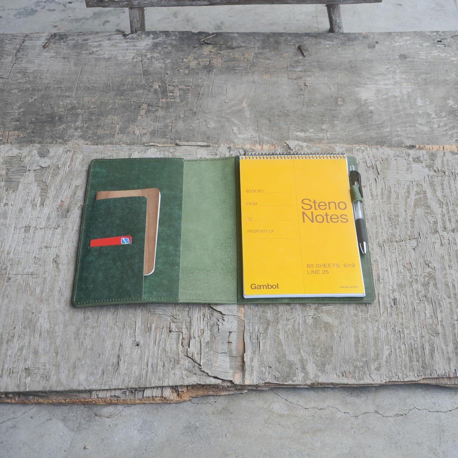 Cubierta de Cuero JJNUSA para Cuaderno A5 15.2x22.9 cm Verde