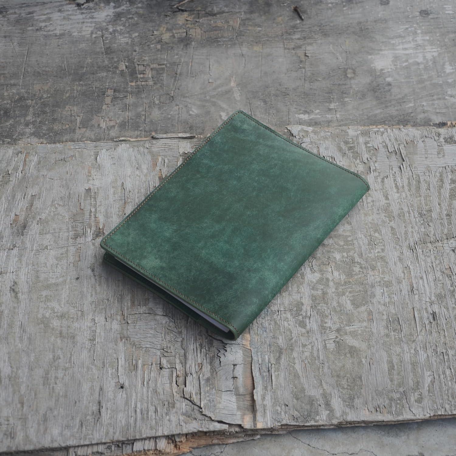 Cubierta de Cuero JJNUSA para Cuaderno A5 15.2x22.9 cm Verde