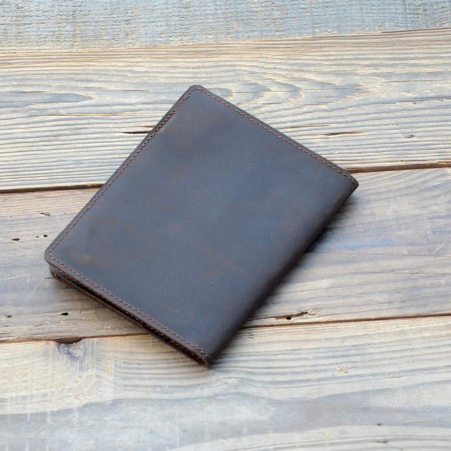 Cubierta de cuero JJNUSA para cuadernos 4x6 marrón oscuro